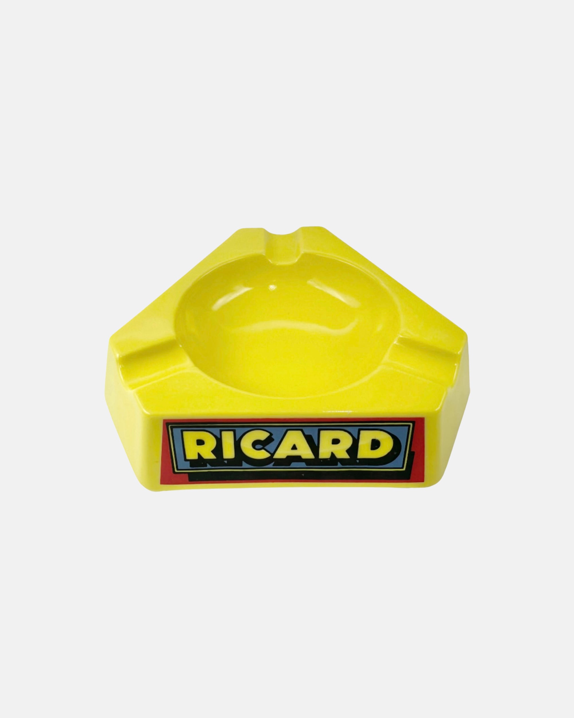 Vintage Ricard Liqueur Yellow Ceramic Ashtray
