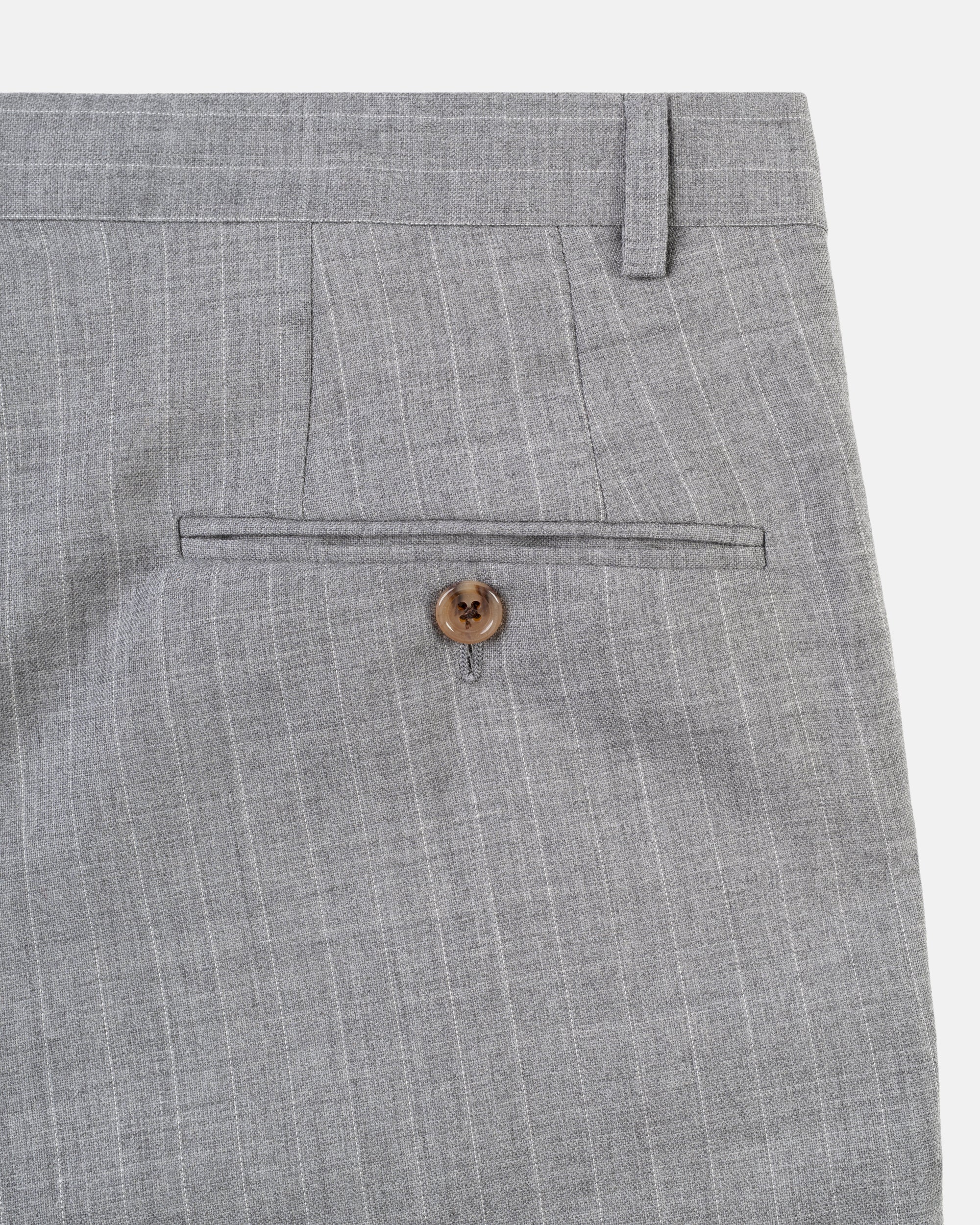 Made-in-USA Fox Brothers Light Grey Bead Stripe Suit