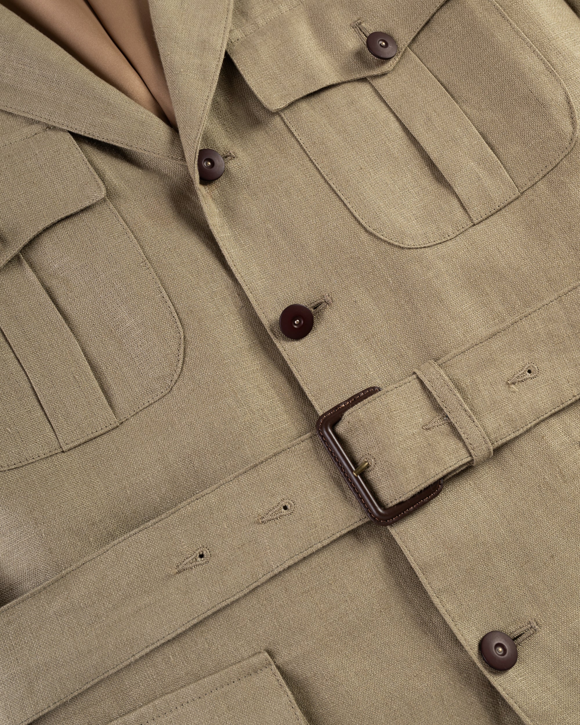 Made-in-England Taupe Linen Safari Jacket