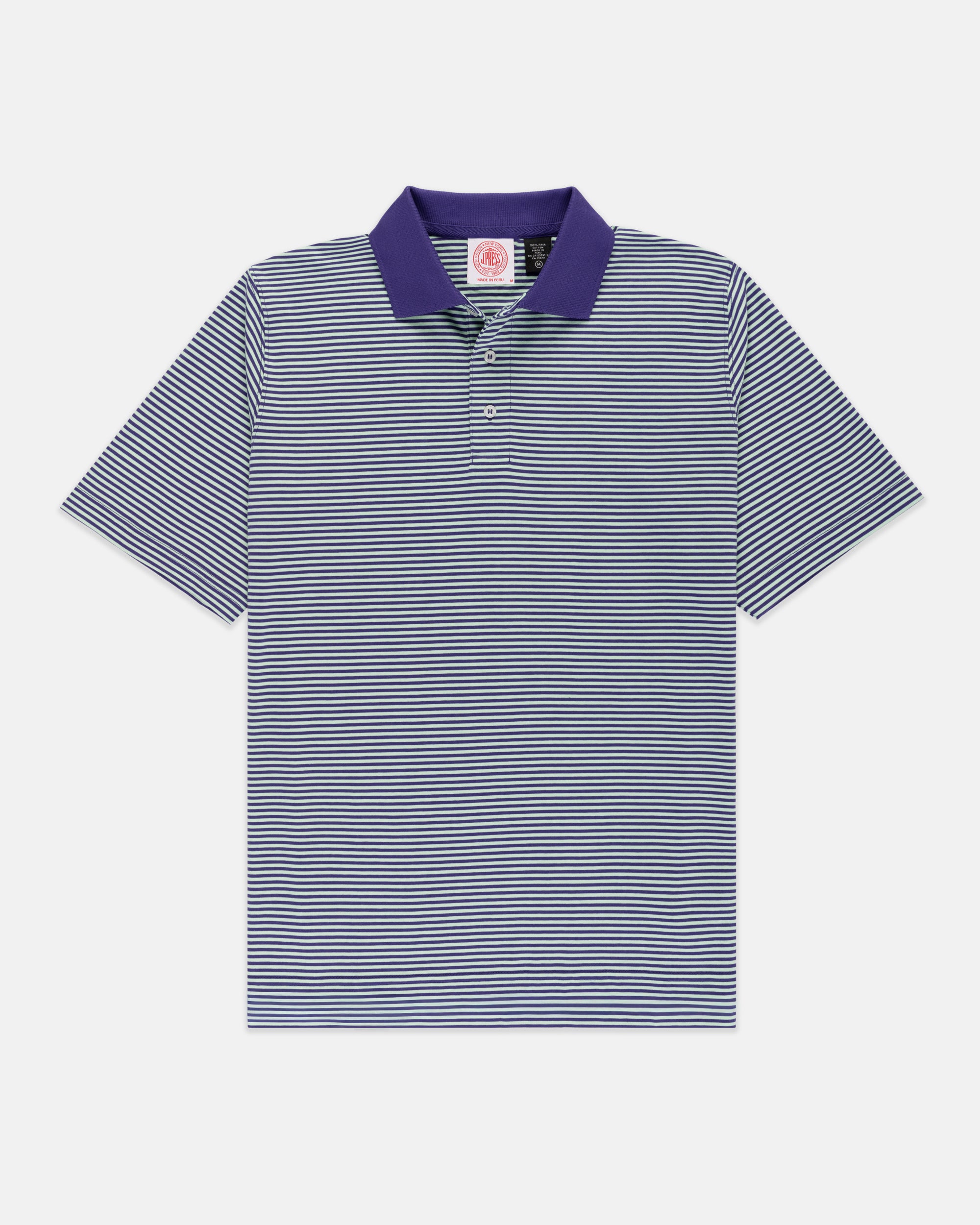 Purple & Lime Cotton Jersey Micro-Stripe Polo - Classic Fit