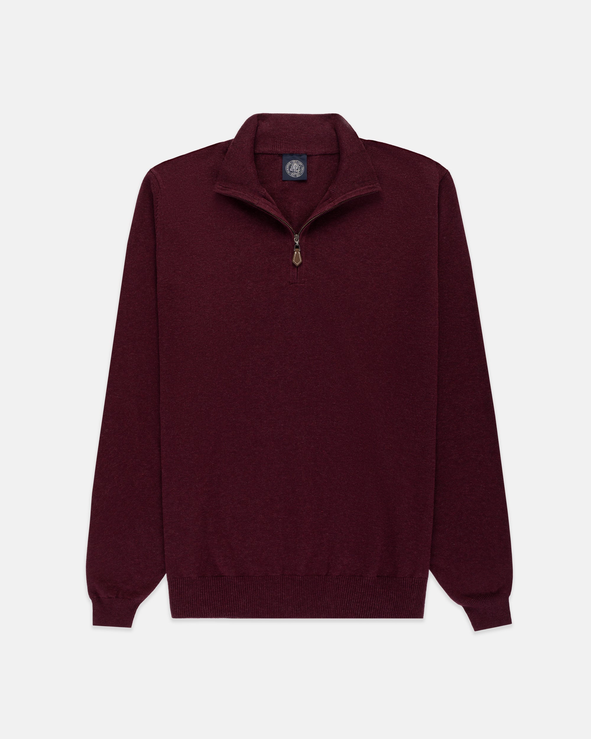 Burgundy Cotton-Cashmere Quarter-Zip Sweater