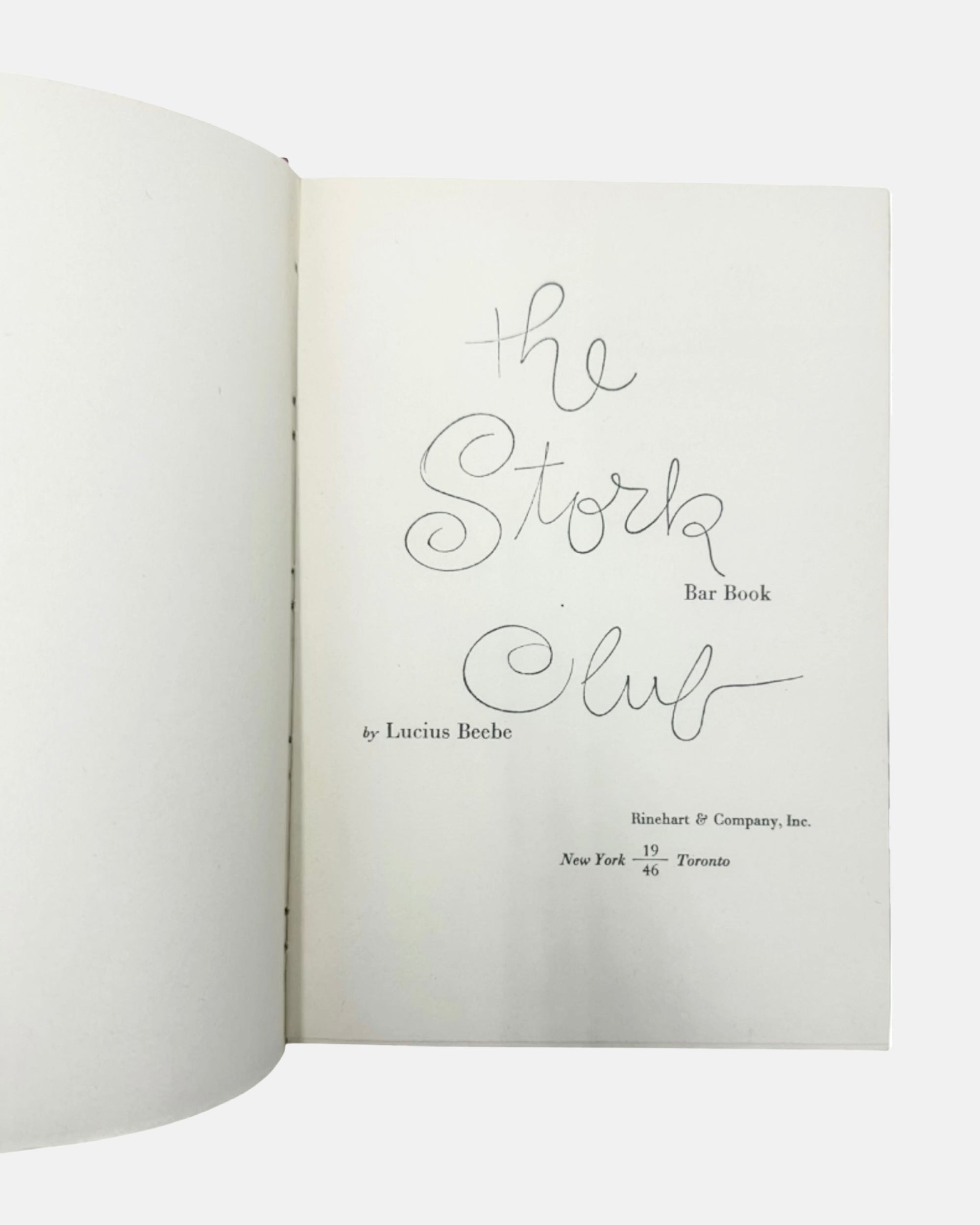 The Stork Club Bar Book Lucius Beebe 1946 First Edition