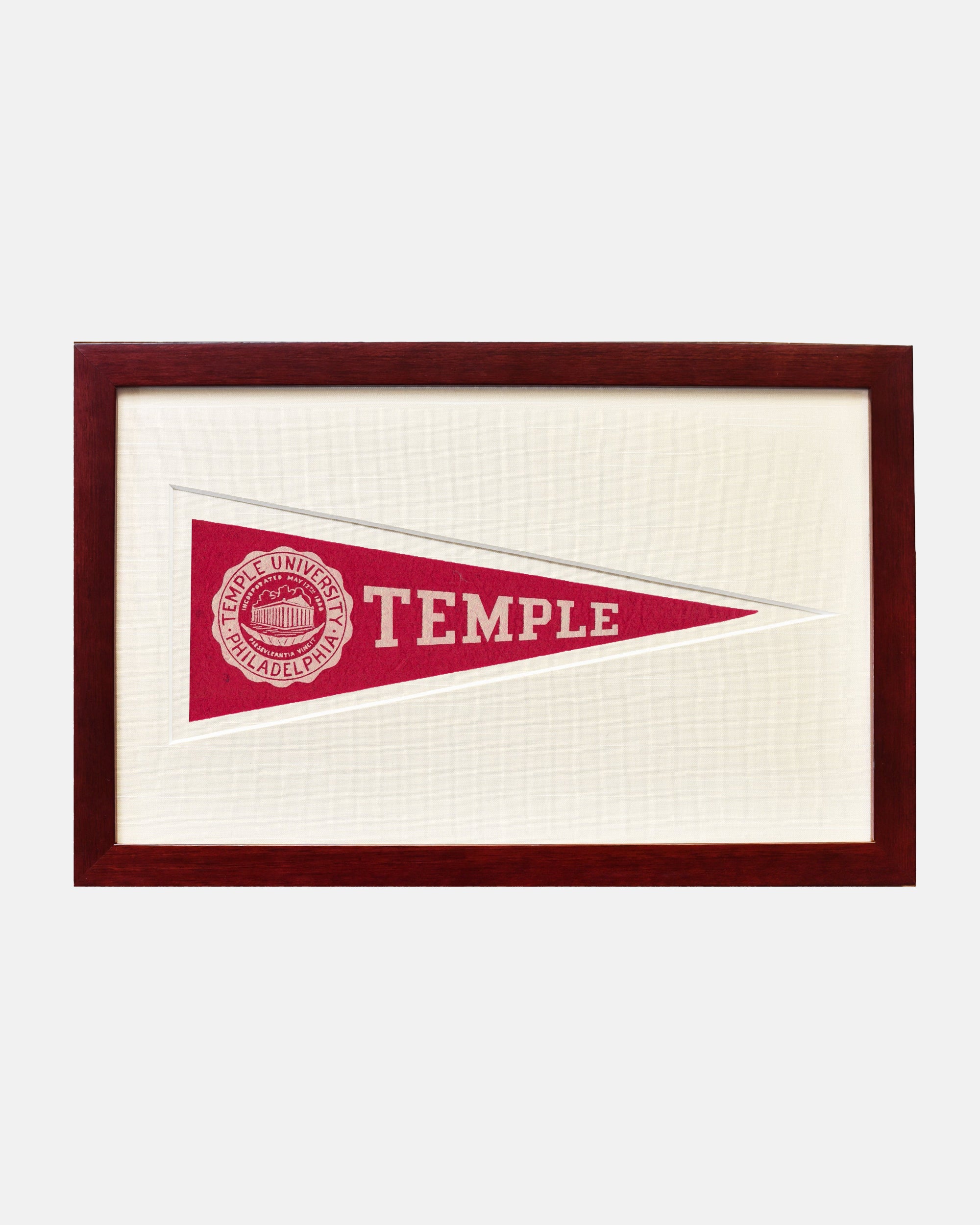Temple University Framed Vintage Pennant