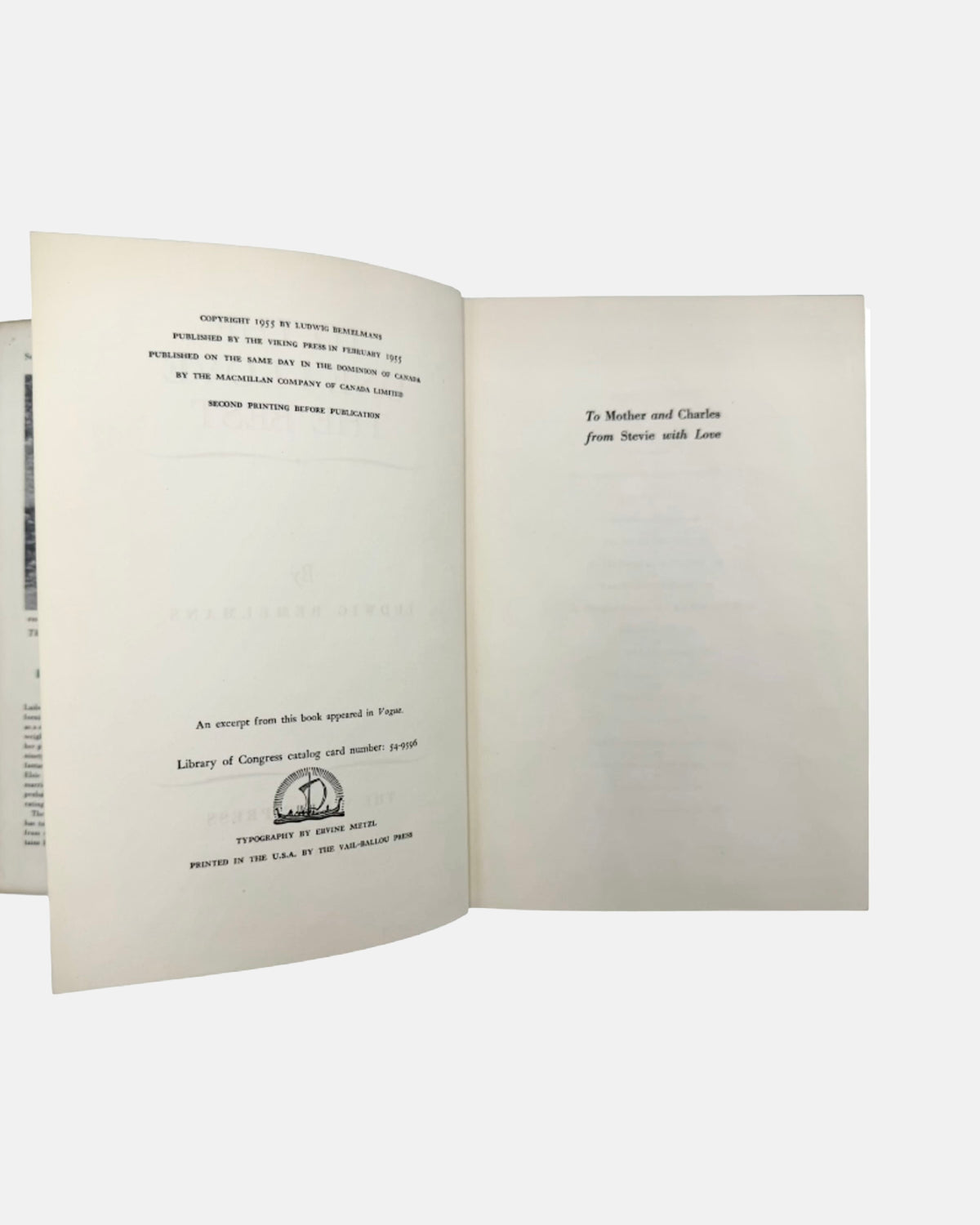 To the One I Love the Best by Ludwig Bemelmans 1955 Elsie de Wolfe Book