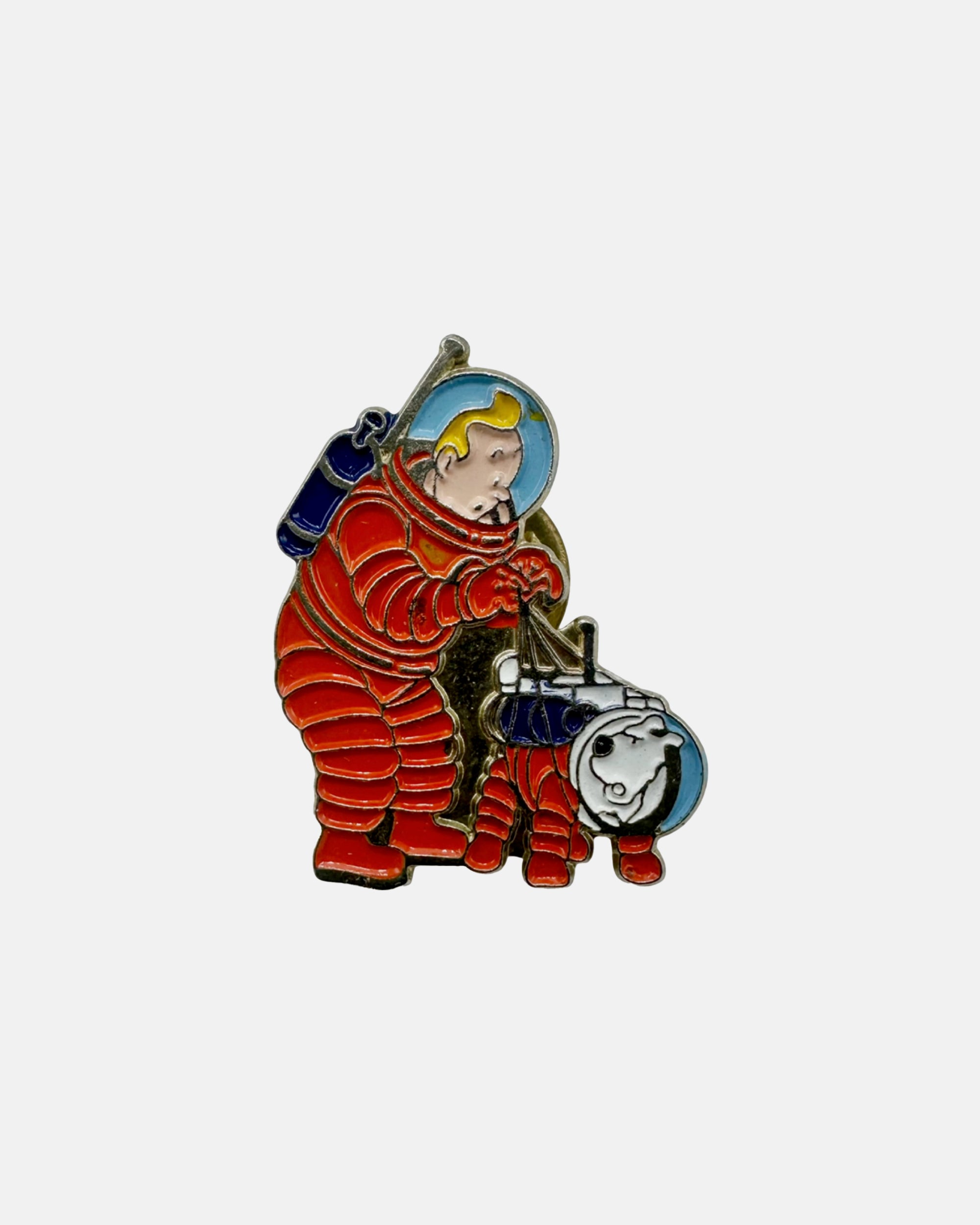 Vintage Tintin & Snowy Explorers on the Moon Astronaut Lapel Pin