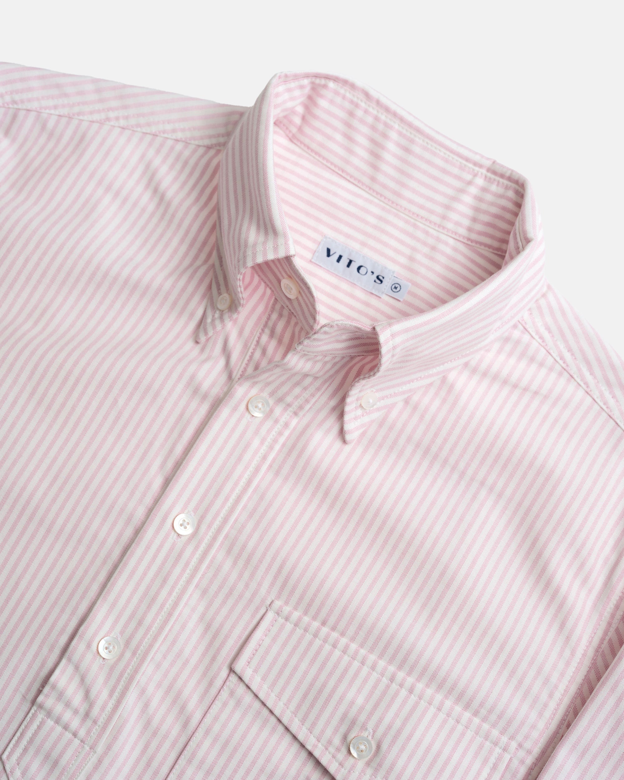 Vito's Pink & White Stripe Popover Oxford Shirt