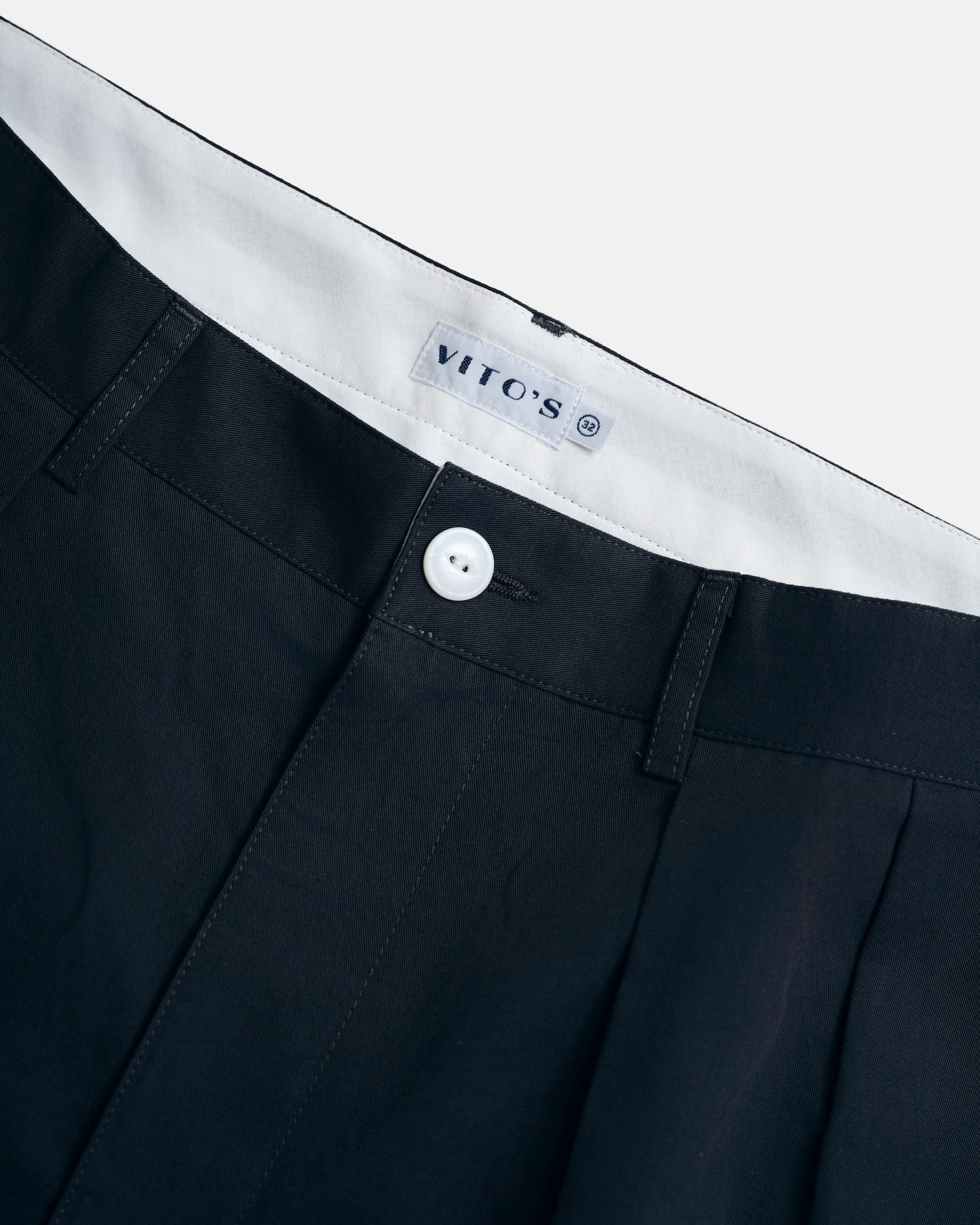 Vito's Charcoal Navy Cotton/Linen Pleated Short