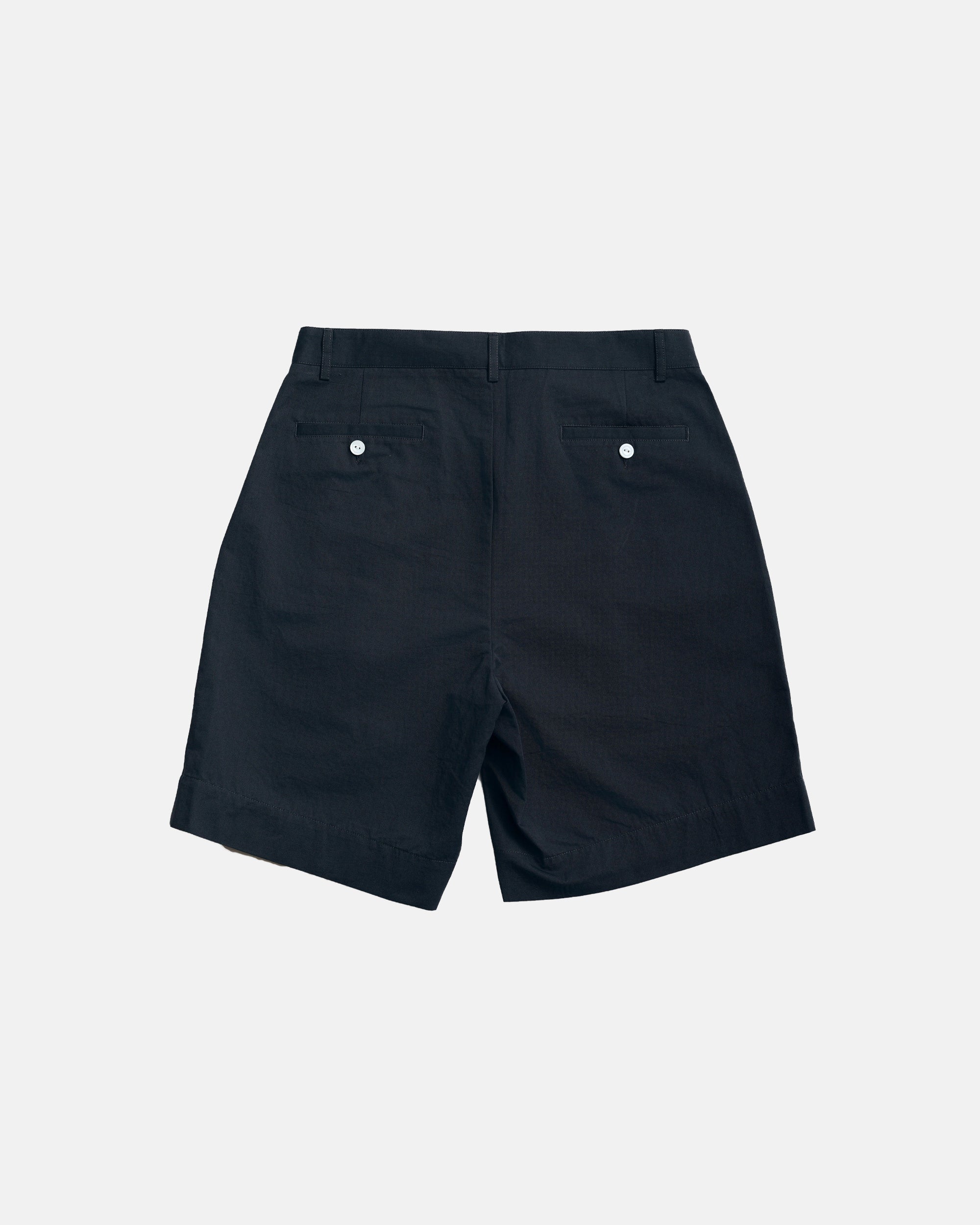 Vito's Charcoal Navy Cotton/Linen Pleated Short