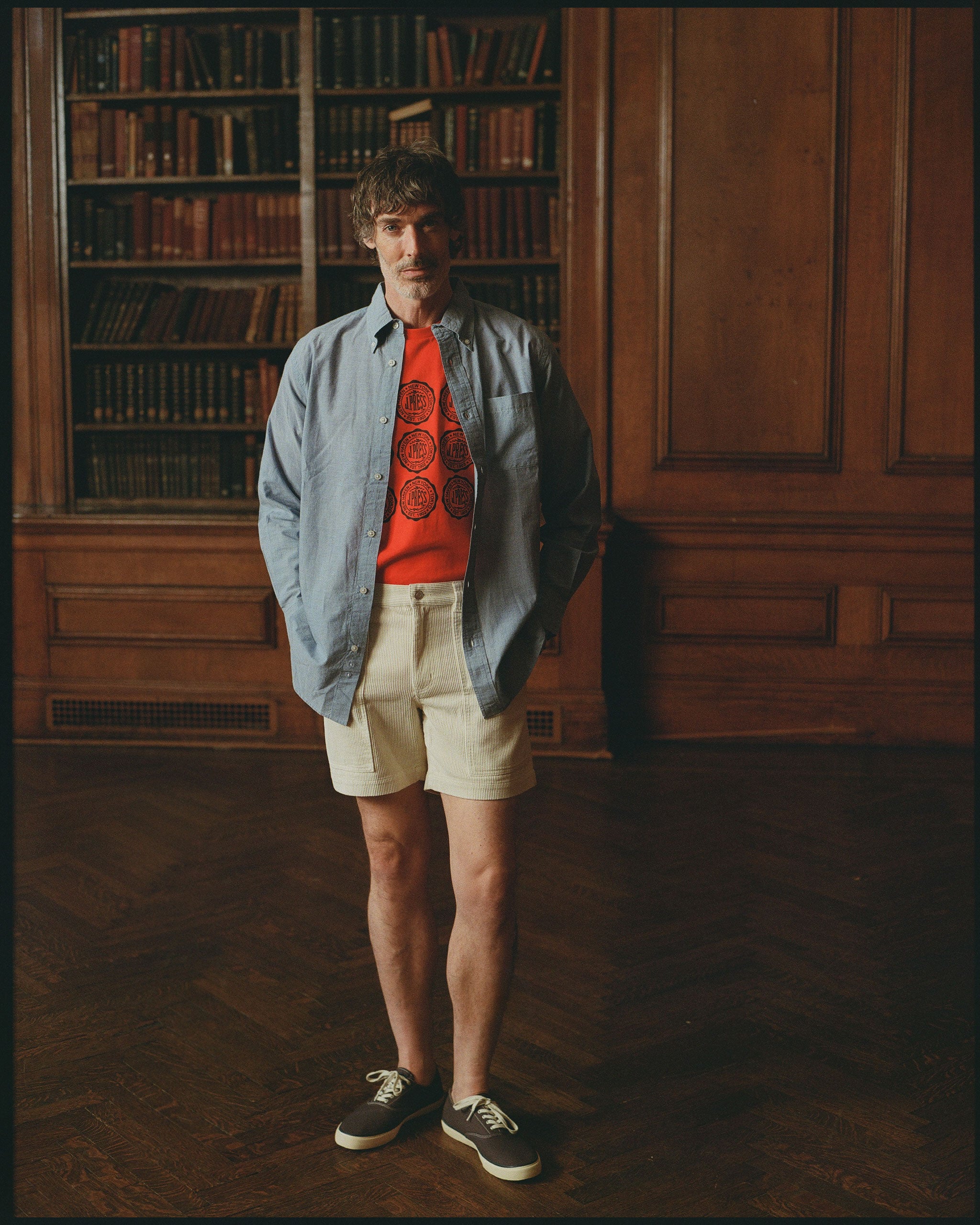 White Wide-Wale Cotton Corduroy Shorts - Trim Fit