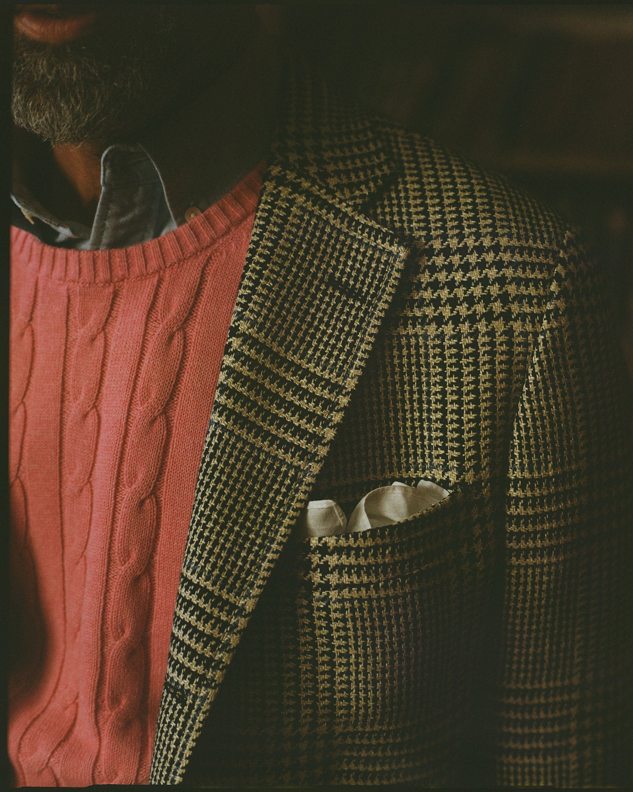 Made-in-USA Brown Prince of Wales Linen-Silk Sport Coat