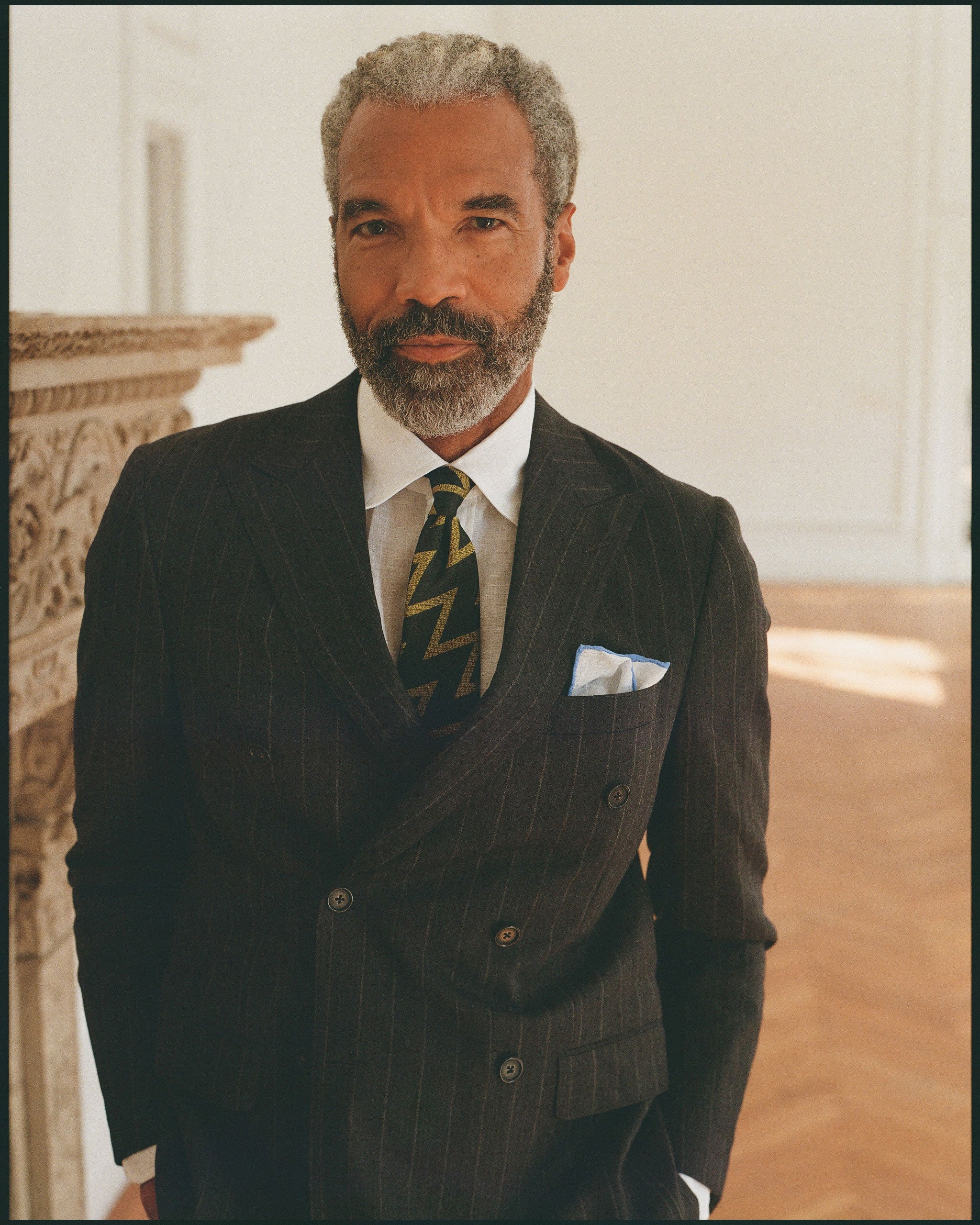 Made-in-USA Fox Brothers Charcoal Chalk Stripe Double-Breasted Suit