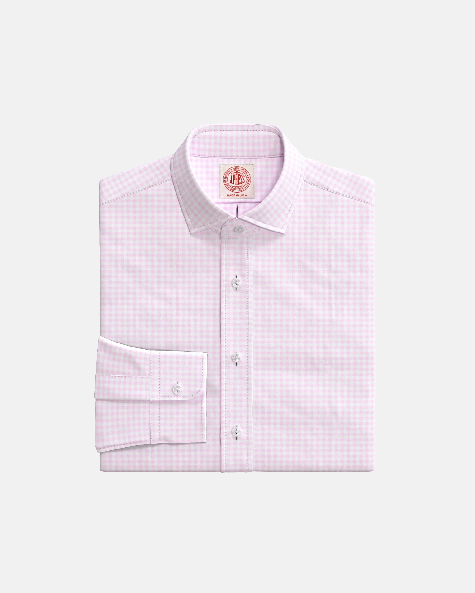 Pink Tattersall English Spread Collar Custom Shirt