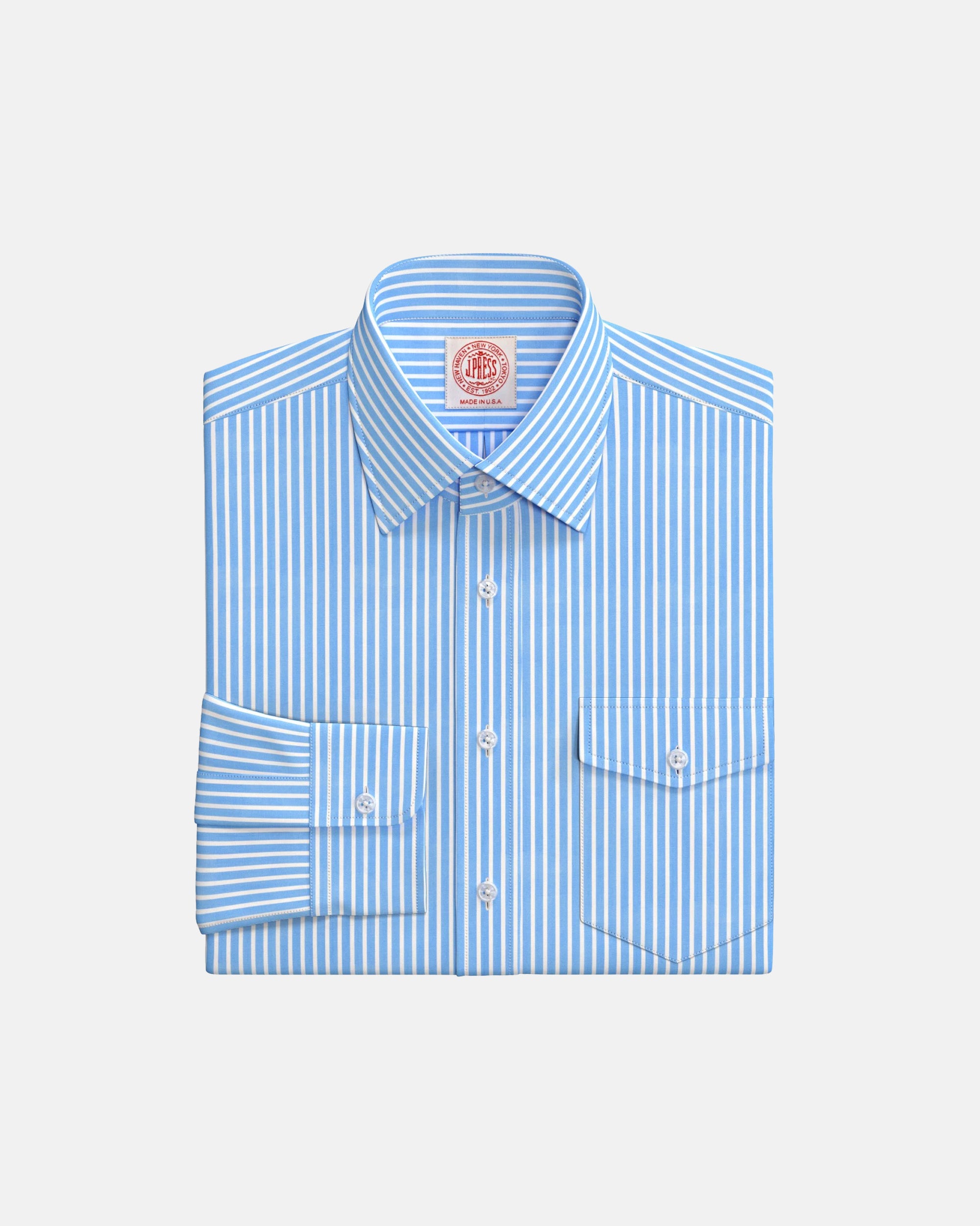 Blue Blazer Stripe Semi-Spread Collar Custom Shirt