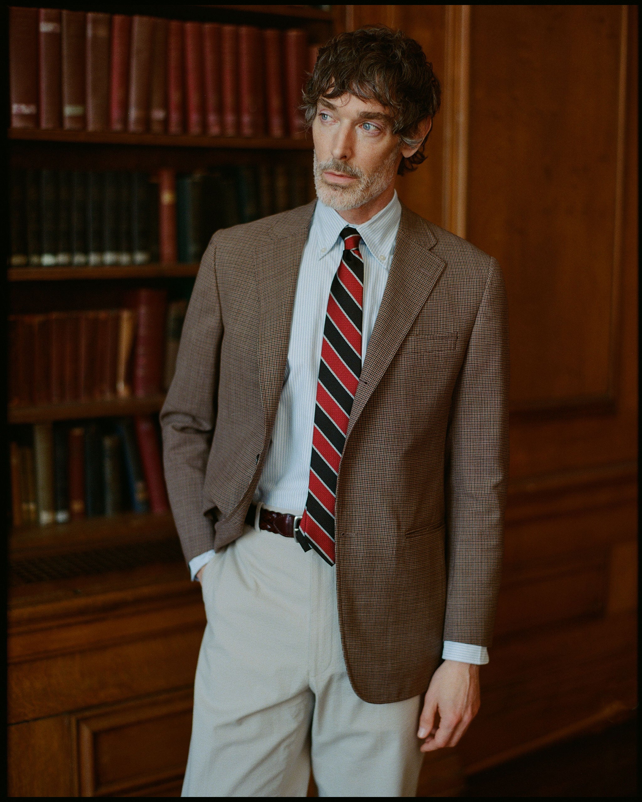 Made-in-USA Brown Mini Check Fox Air Wool Sport Coat