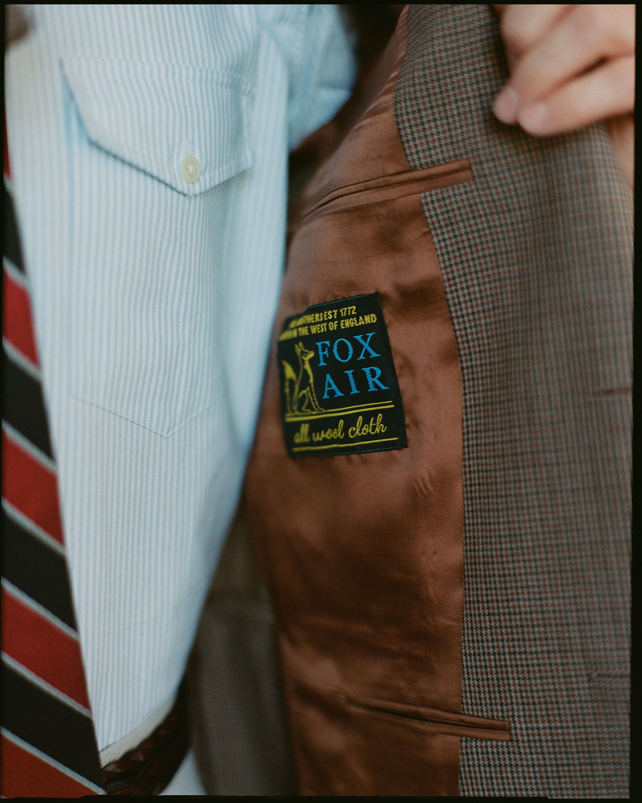 Made-in-USA Brown Mini Check Fox Air Wool Sport Coat