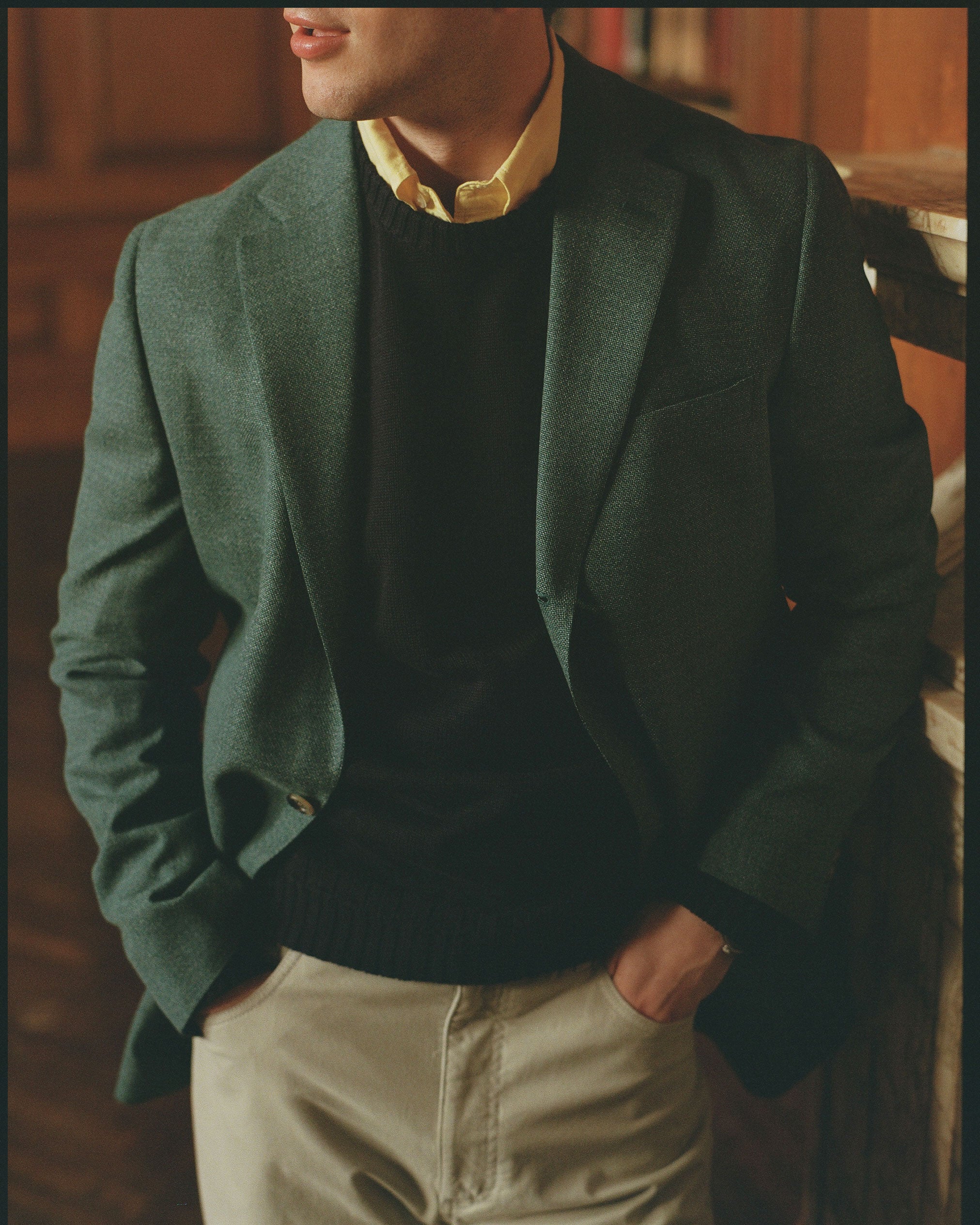 Made-in-Canada Moss Green Wool Hopsack Sport Coat