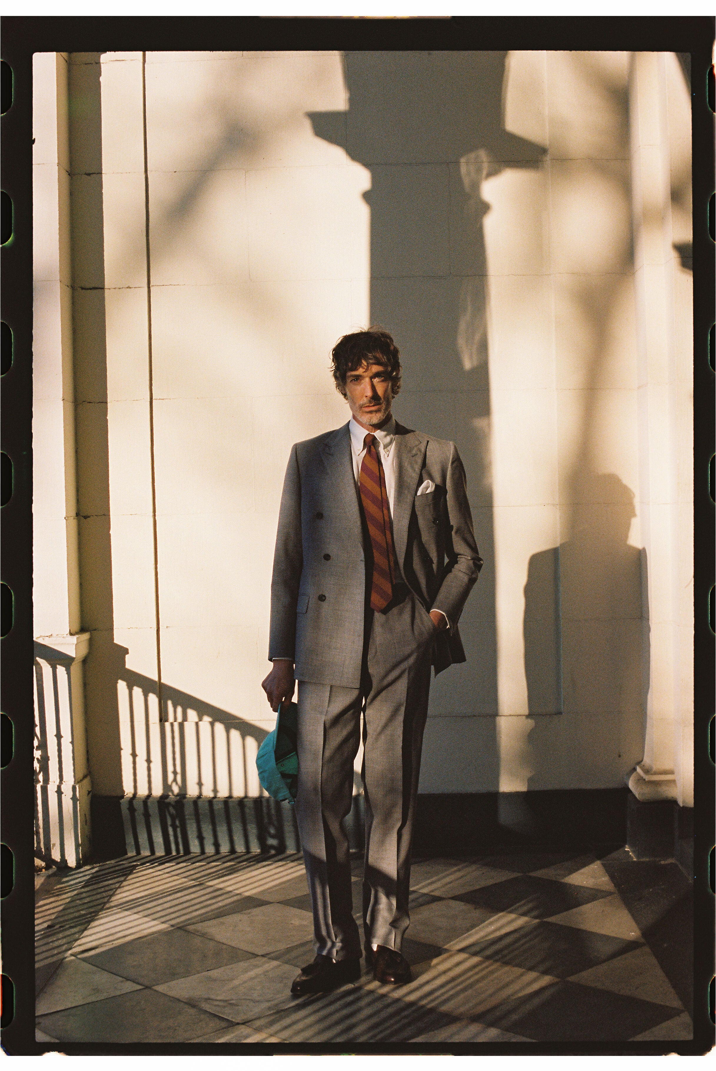 Made-in-USA Fox Brothers Light Grey Double-Breasted Suit