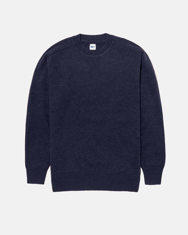 Navy Wool Crewneck Sweater - Trim Fit