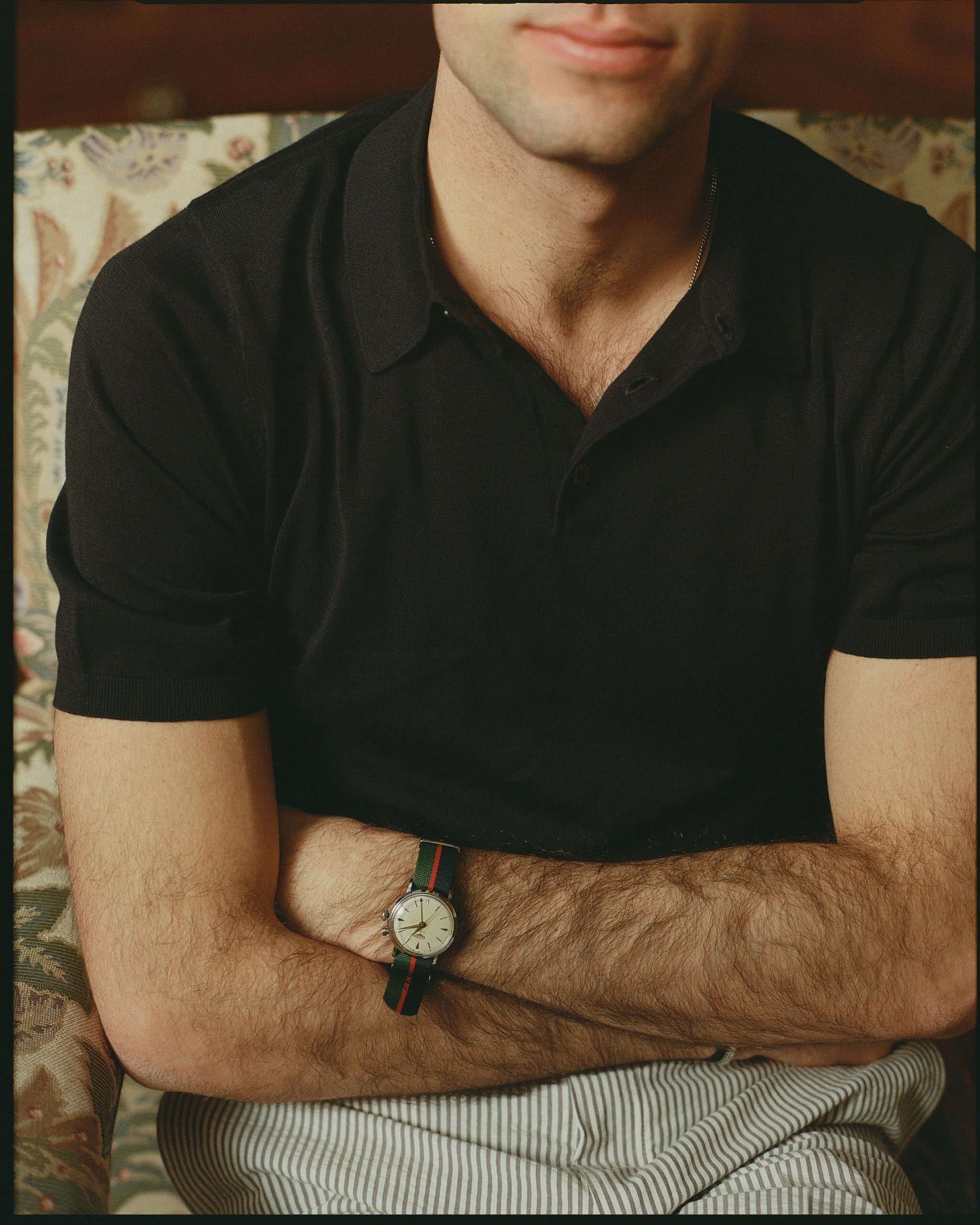 Navy High-Twist Cotton Polo - Trim Fit