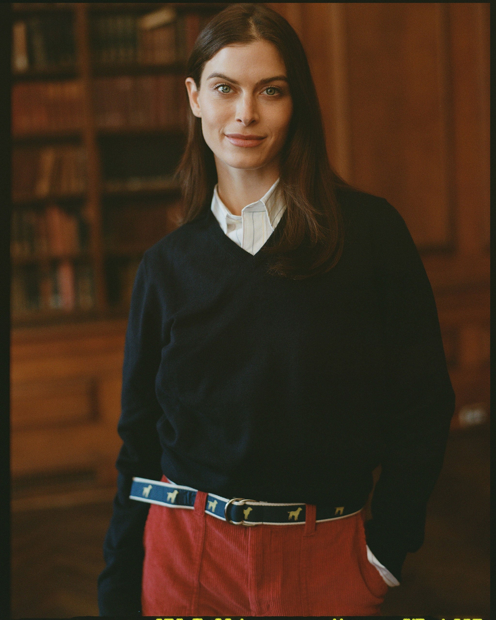 Navy Cotton-Cashmere V-Neck Sweater