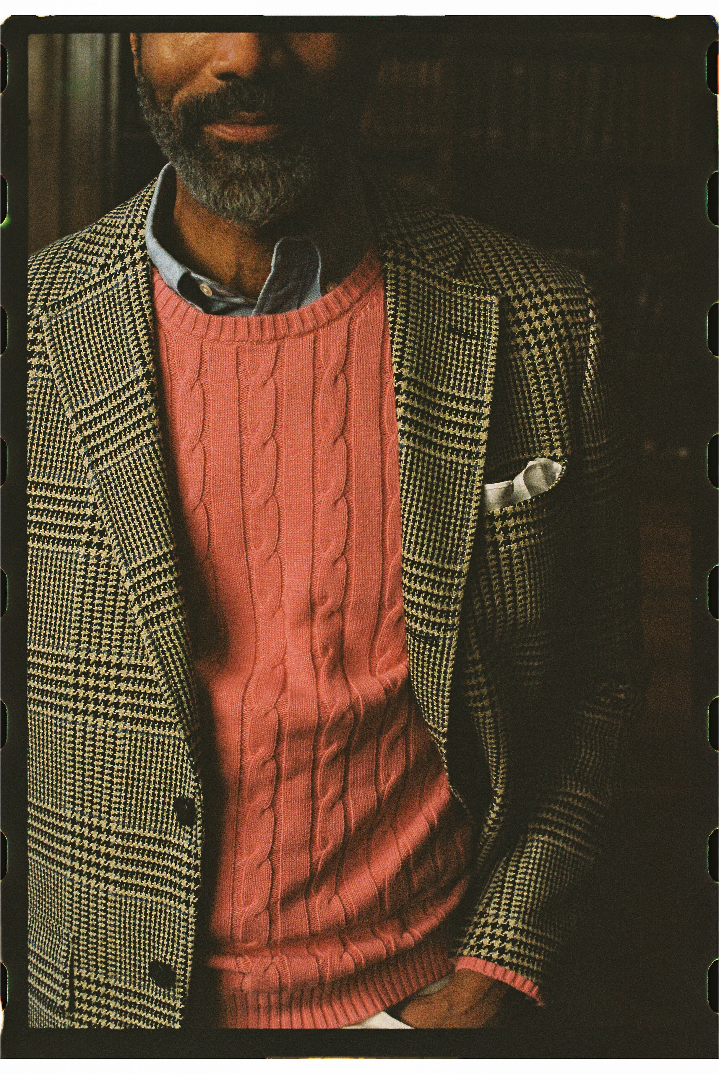 Pink Cotton-Cashmere Cable Crewneck Sweater