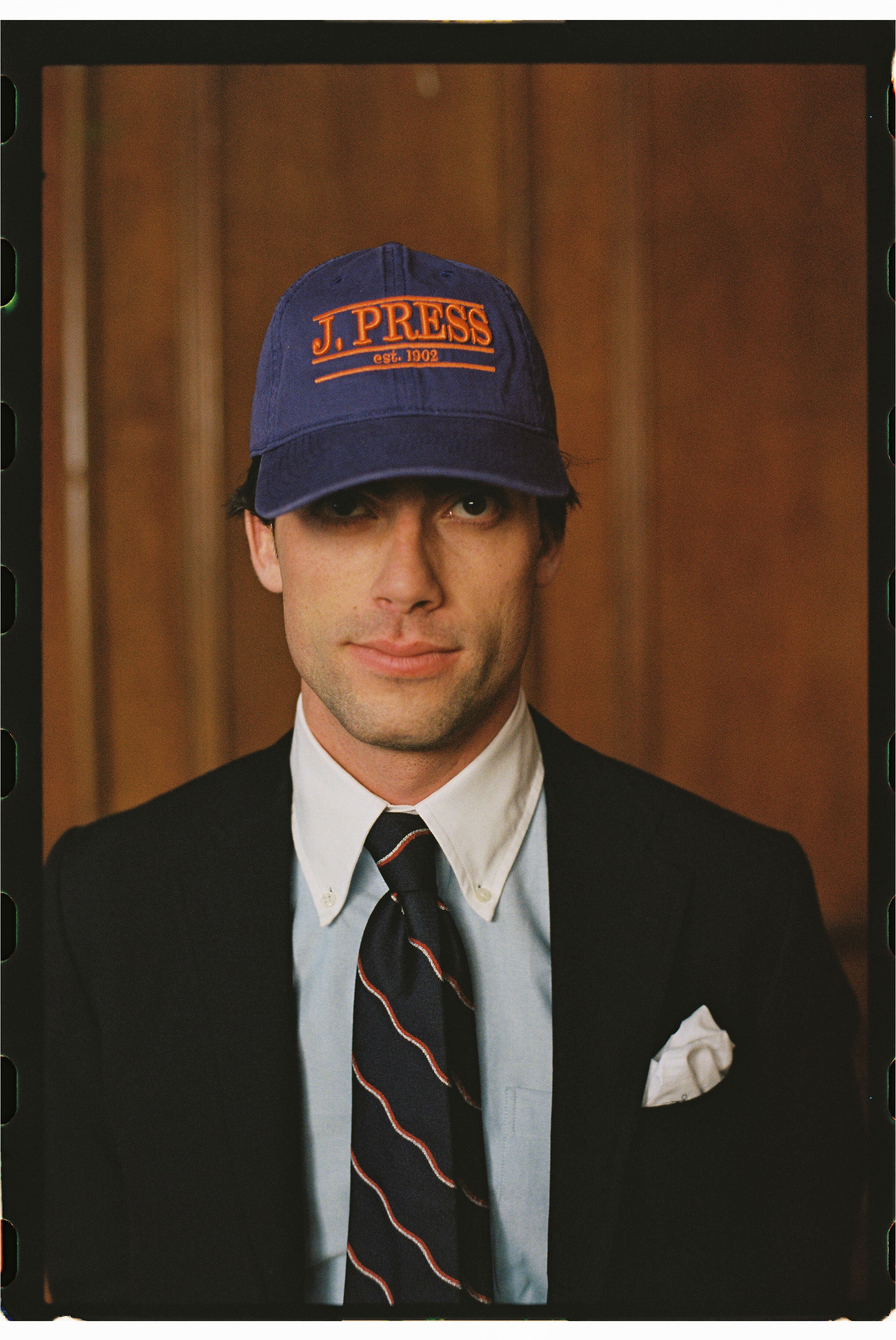 J. PRESS Purple Three-Bar Dad Hat