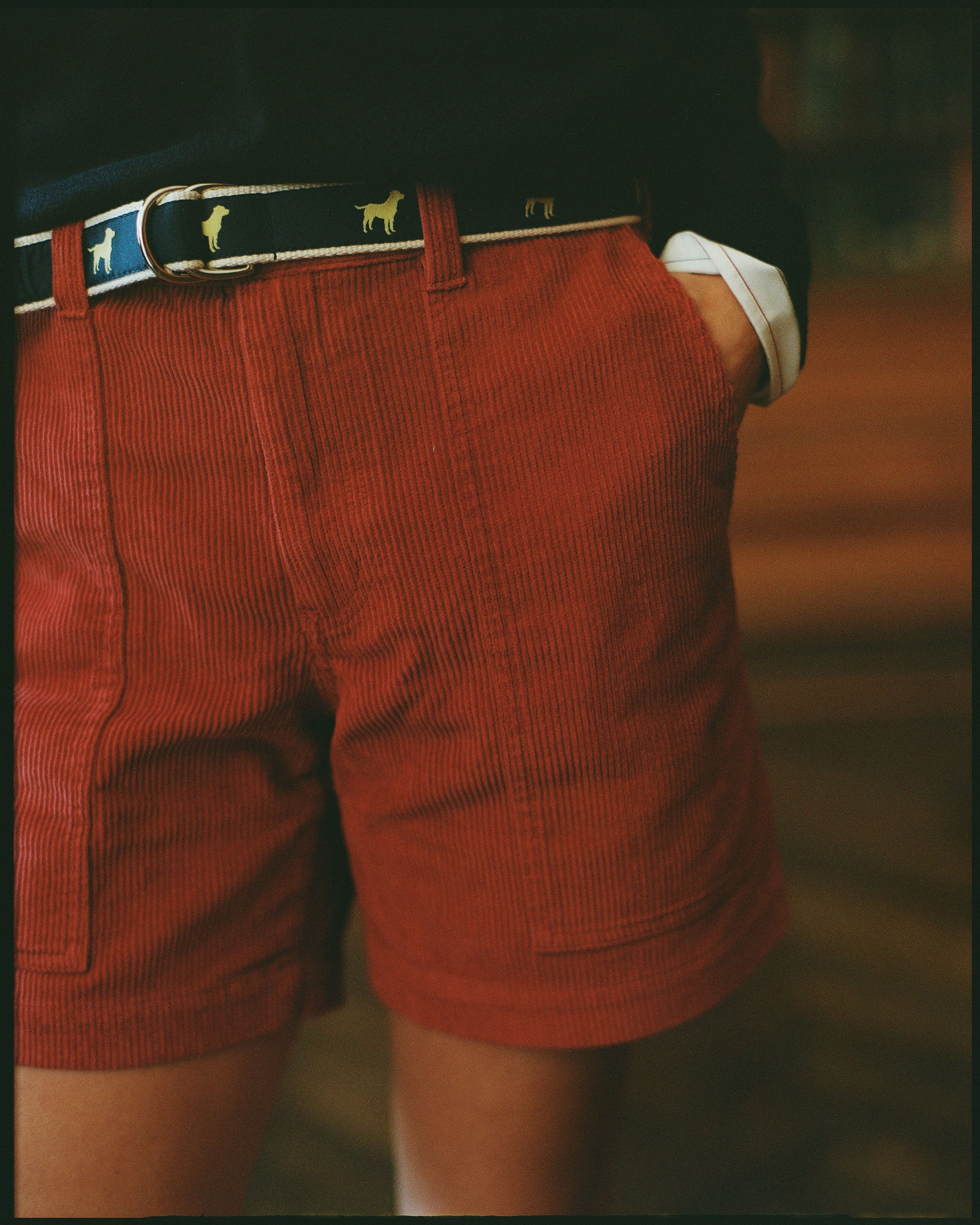 Red Wide-Wale Cotton Corduroy Shorts - Trim Fit
