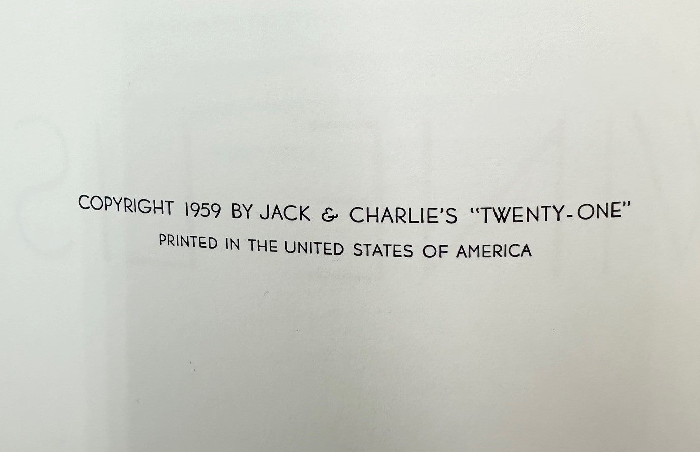 Jack & Charlie's The 21 Club NYC Restaurant Wine List 1959