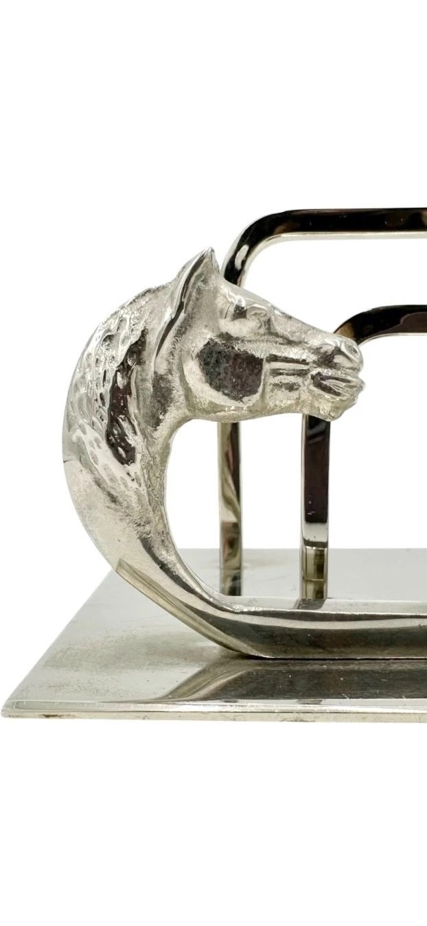 Vintage Hermes Paris Equestrian Horse Head Letter Organizer Silverplated