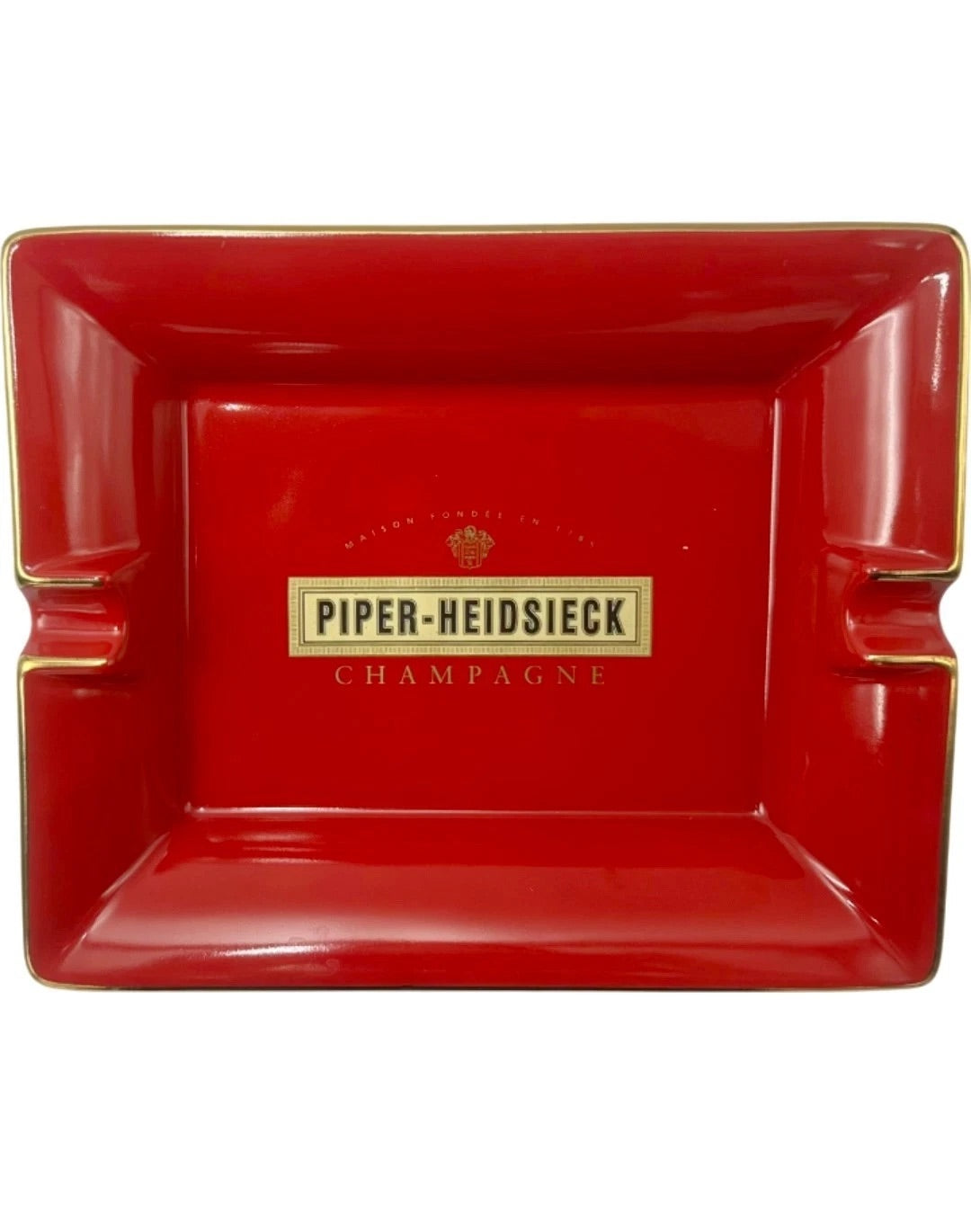 Vintage Piper-Heidsieck Champagne Red Porcelain Ashtray Catchall Dish