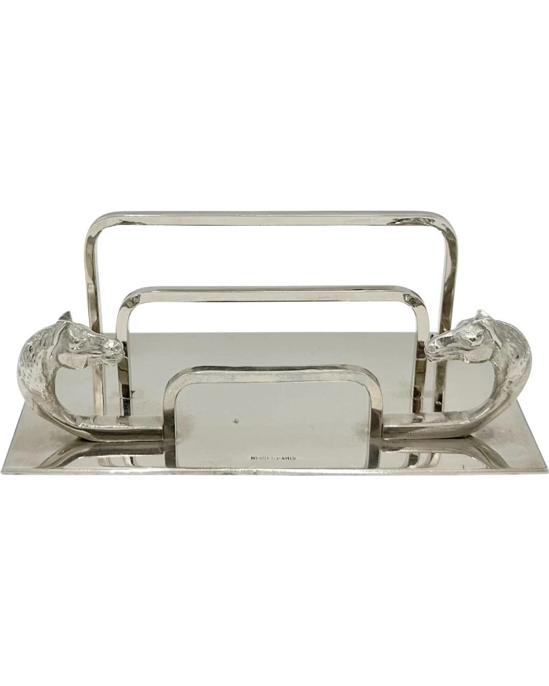 Vintage Hermes Paris Equestrian Horse Head Letter Organizer Silverplated