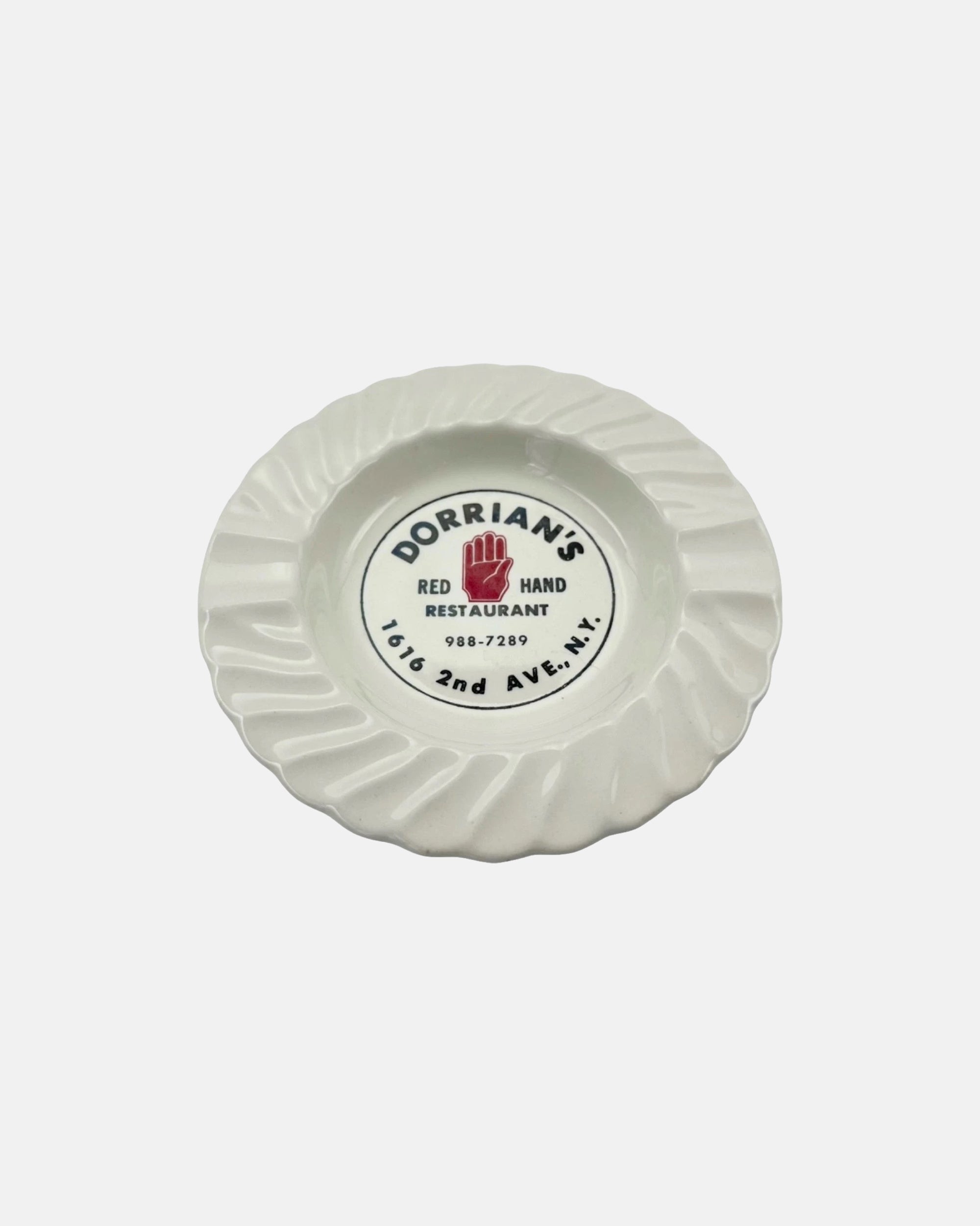 Vintage Dorrian's Red Hand NYC Bar Restaurant Ceramic Ashtray