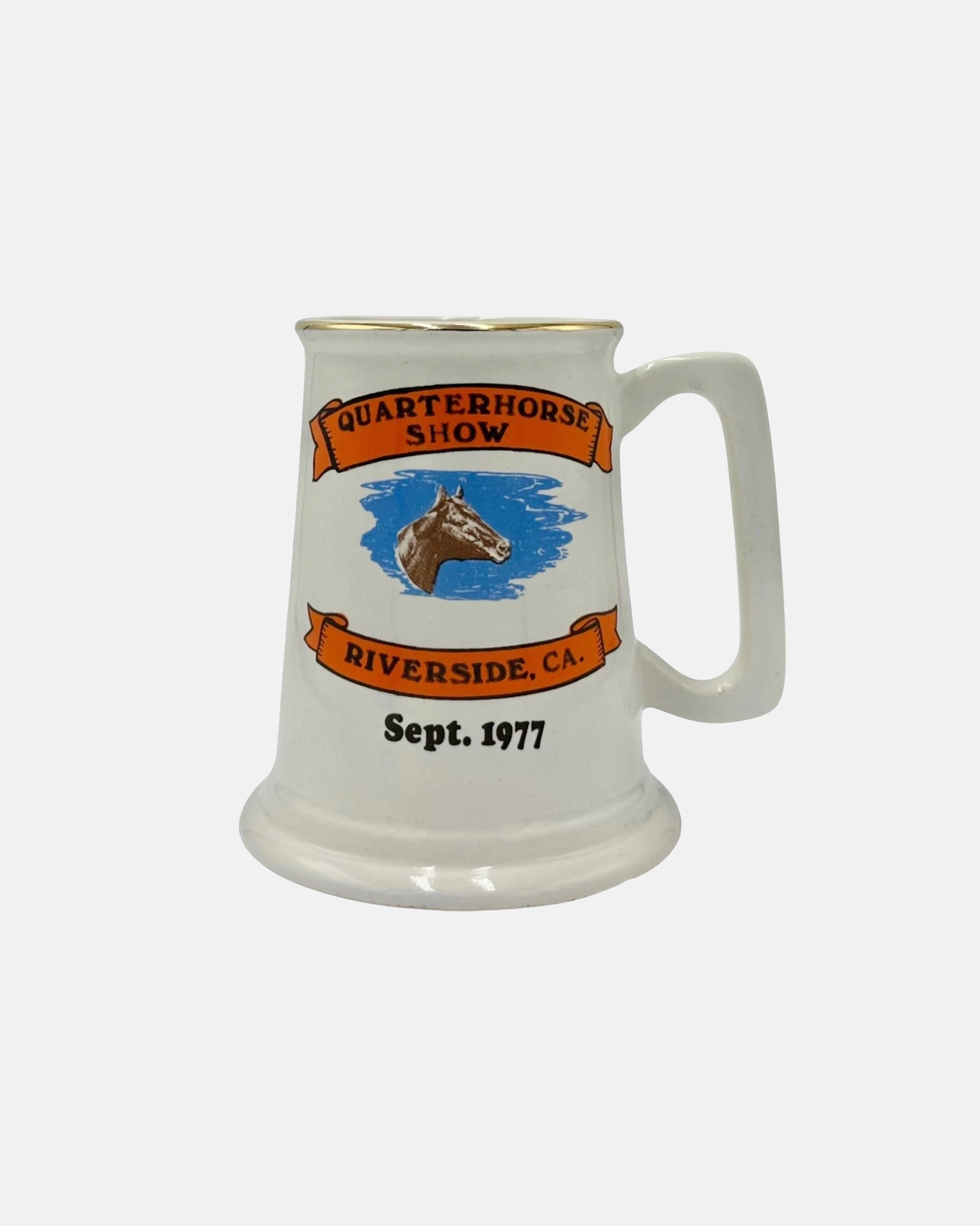 Vintage Quarter Horse Show 1977 Riverside California Equestrian Ceramic Mug