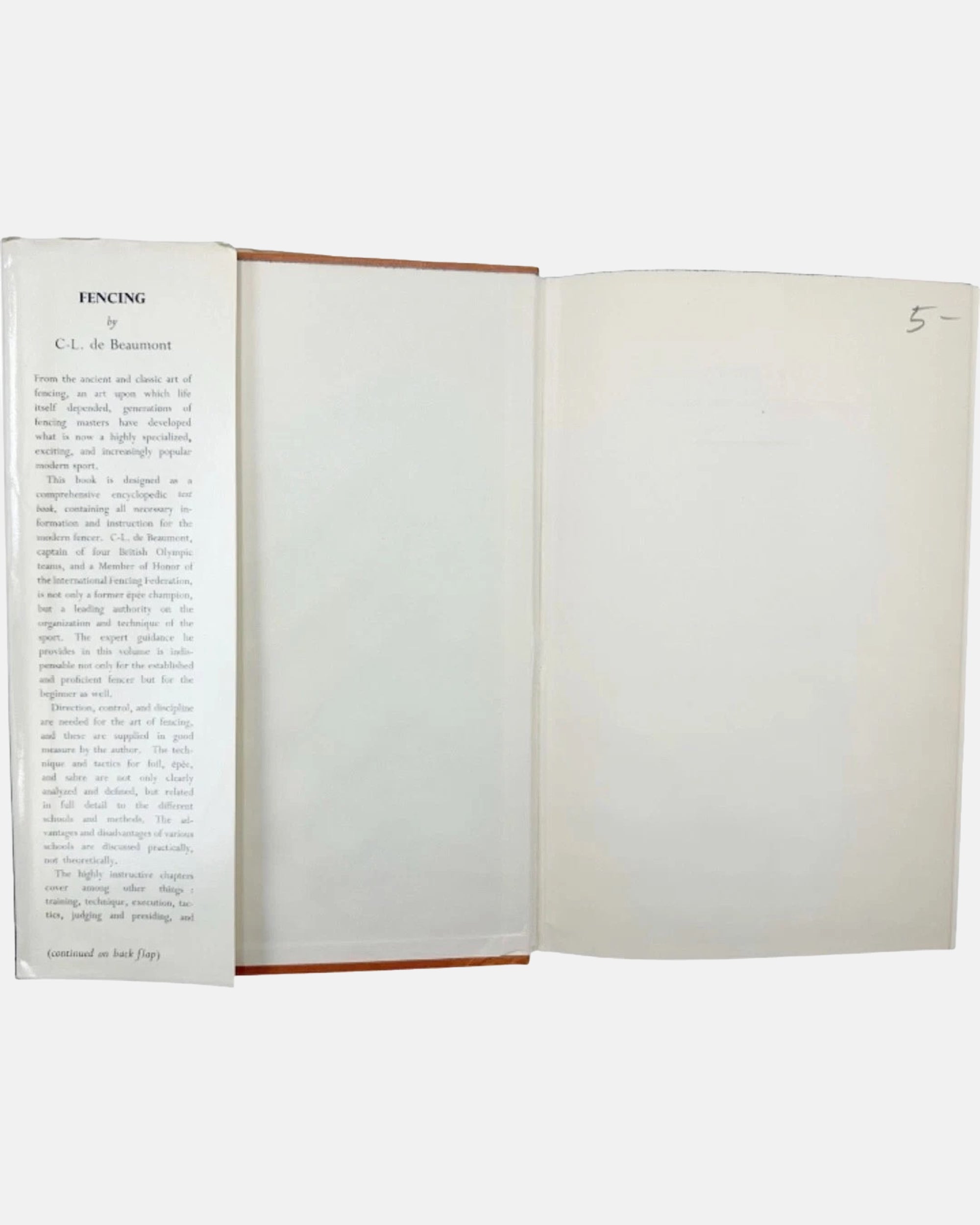 Fencing Ancient Art and Modern Sport by C-L. de Beaumont 1960 Book
