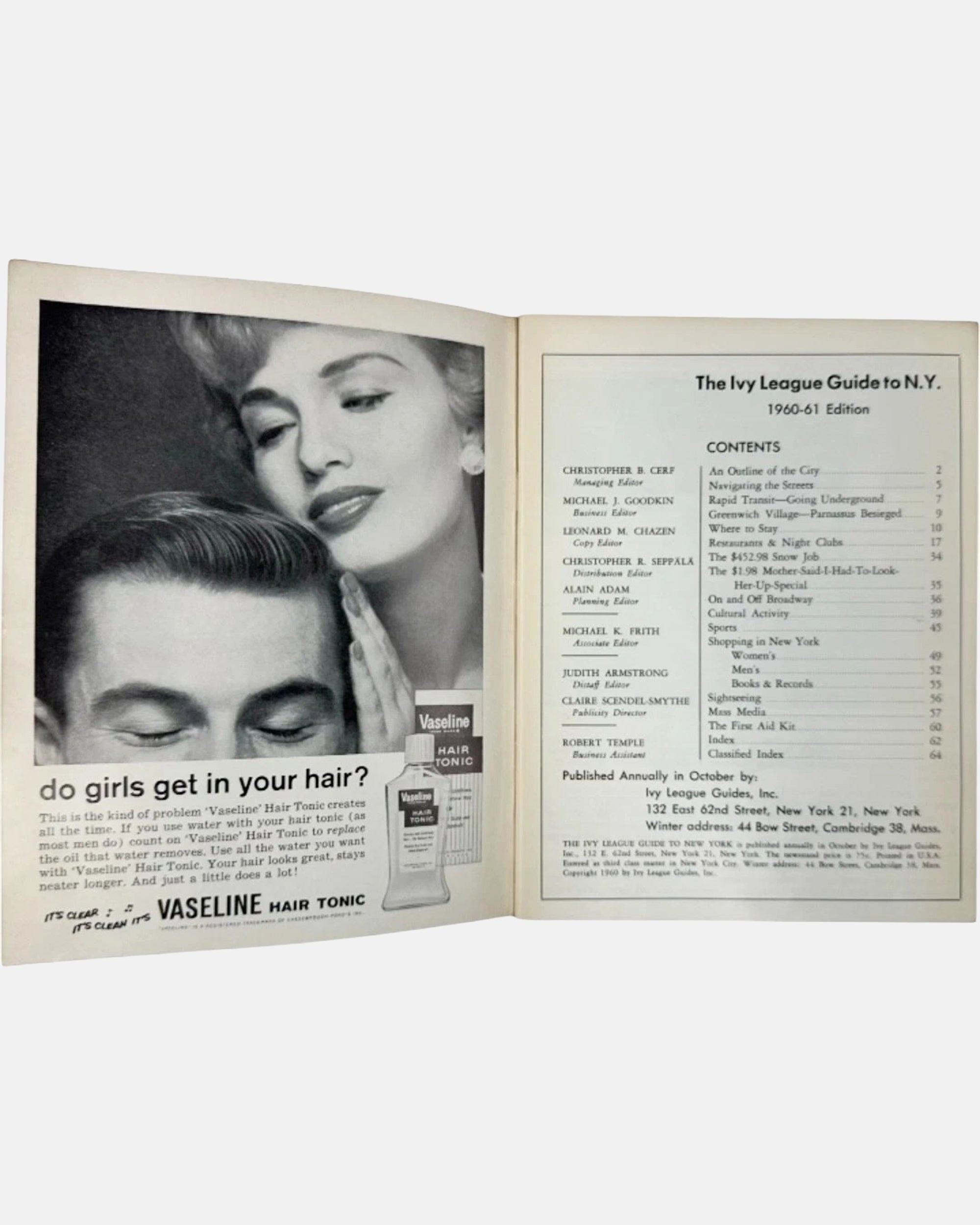 The Ivy League Guide to New York 1960-61 NYC Travel Guide Vintage Booklet
