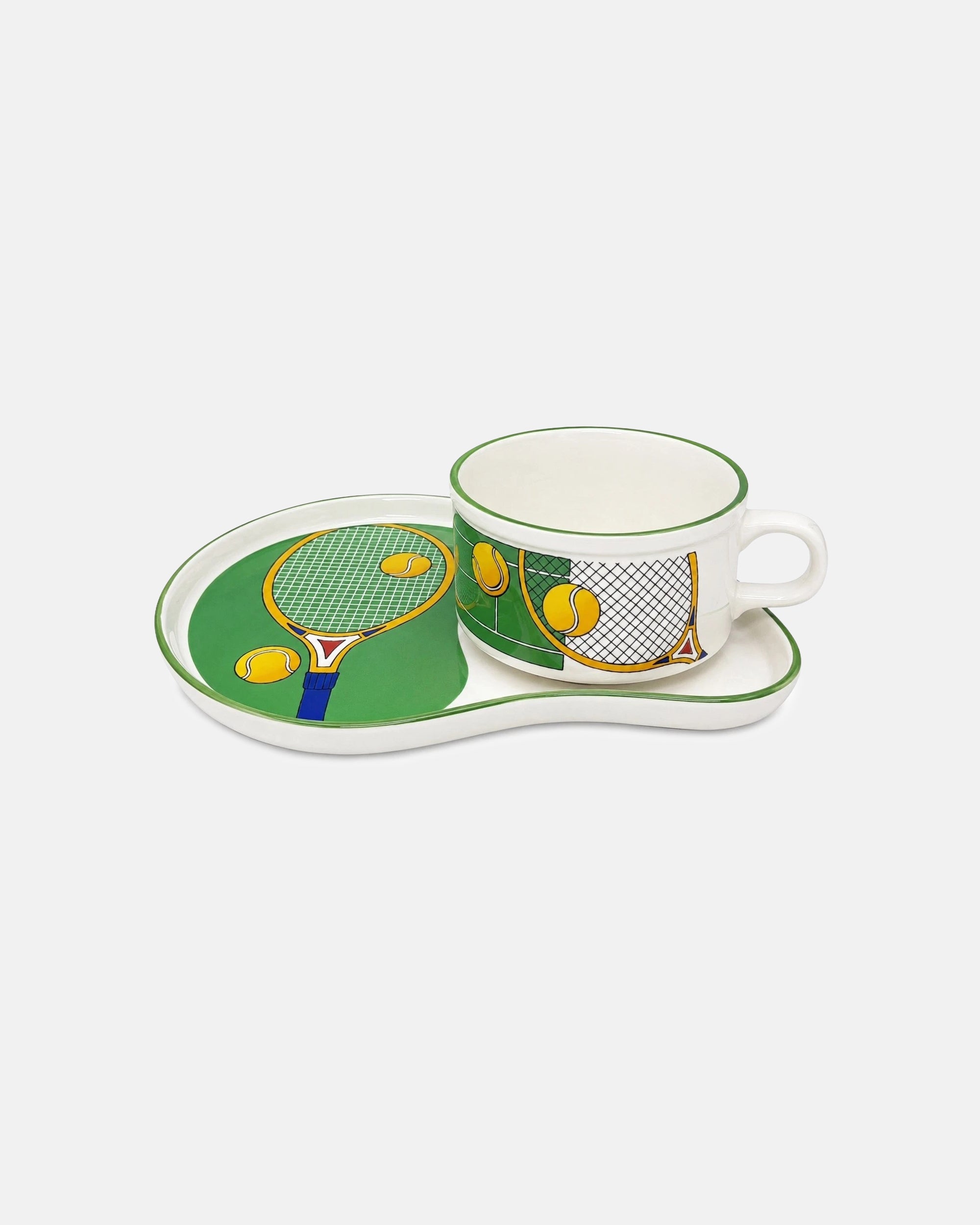 Vintage Tennis Racket Ceramic Coffee Cup & Saucer Set