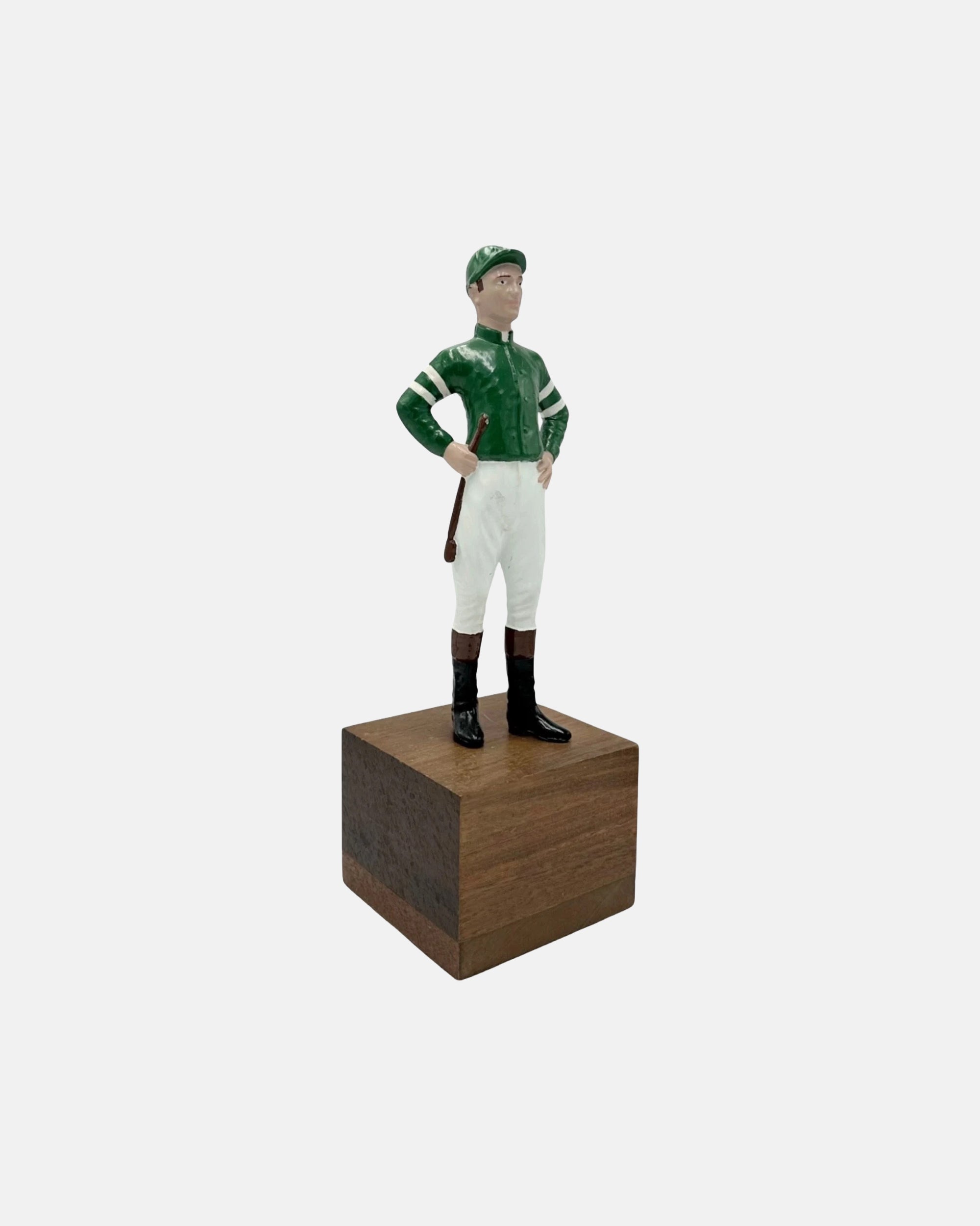Vintage Equestrian Green Jockey Bookend Statue 13"H