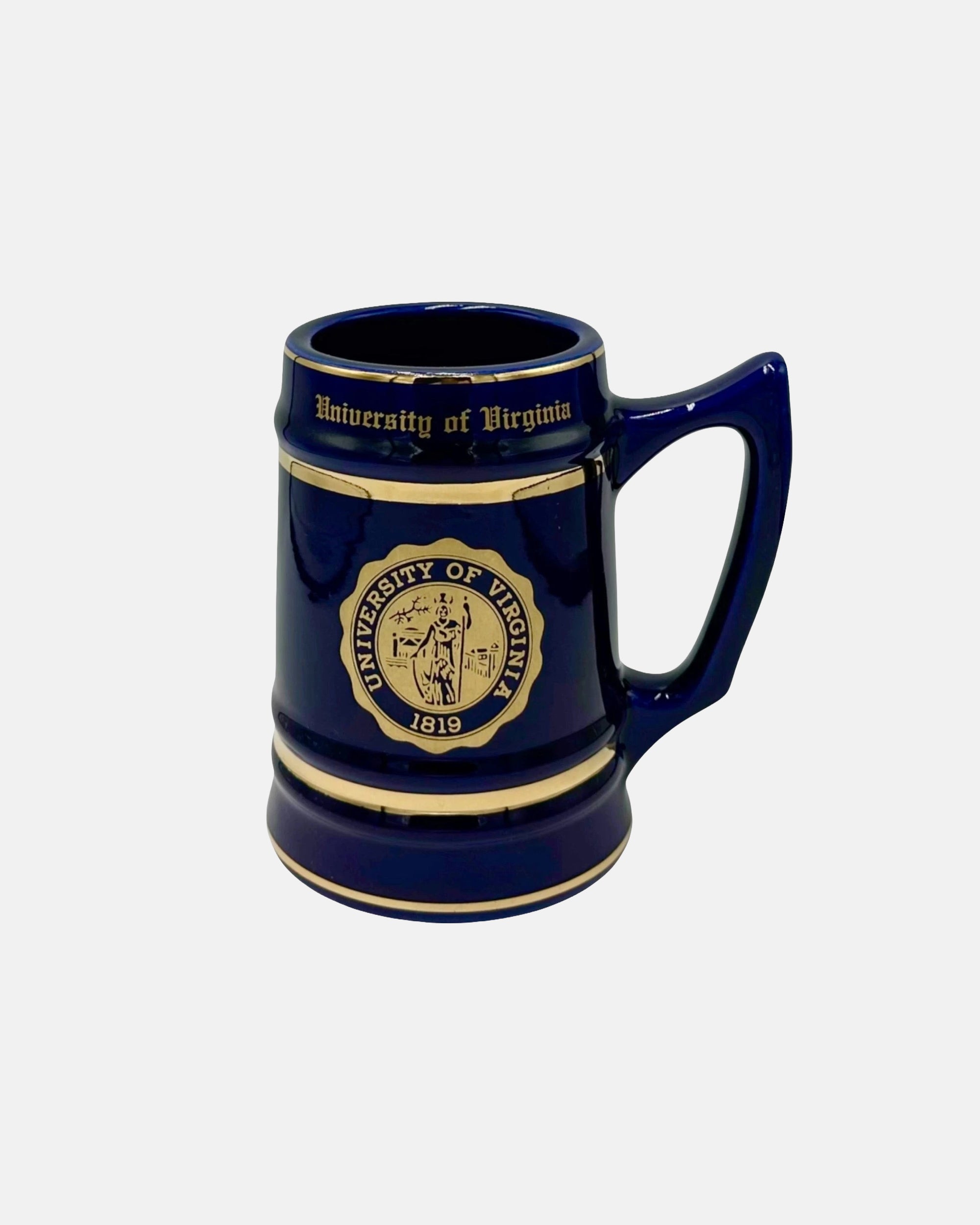 Vintage University of Virginia UVA Cobalt Blue Ceramic Mug
