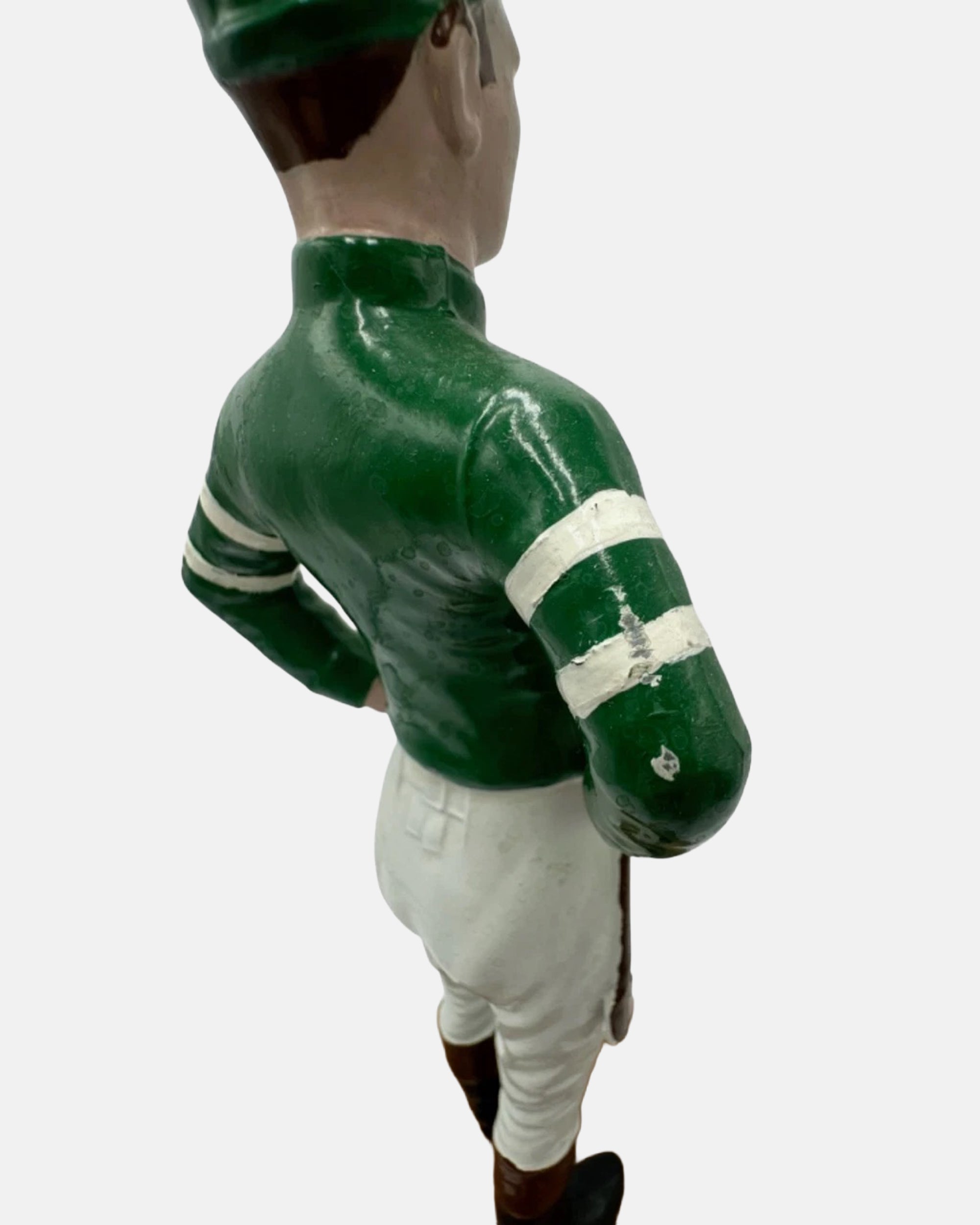 Vintage Equestrian Green Jockey Bookend Statue 13"H