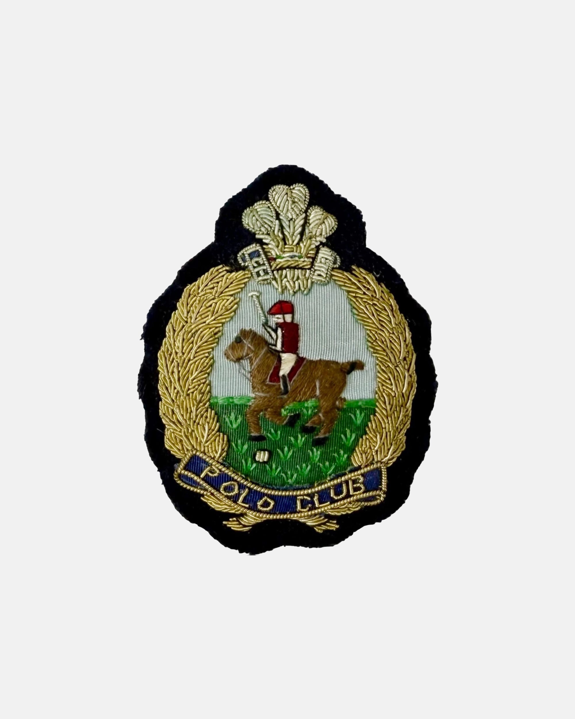 Vintage Polo Club Gold Bullion Equestrian Blazer Patch Prince of Wales