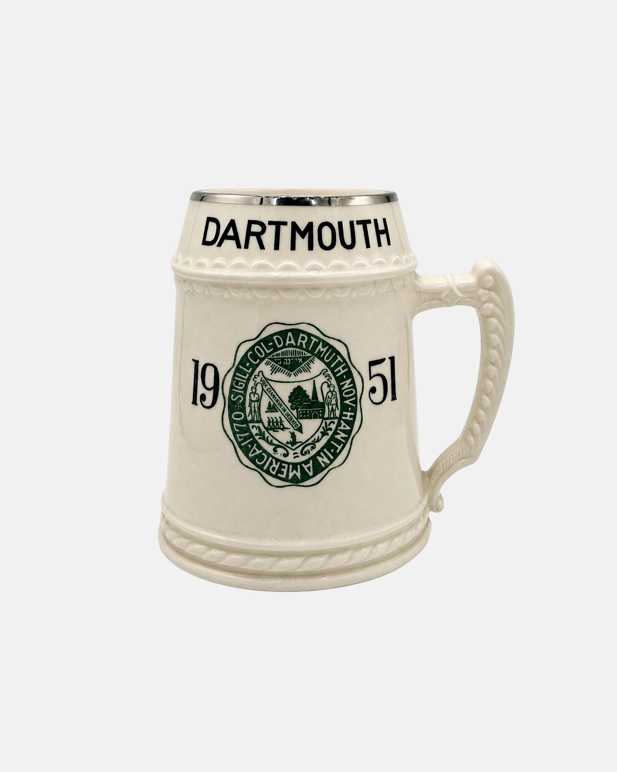 Vintage Dartmouth College 1951 Green Ceramic Stein Mug