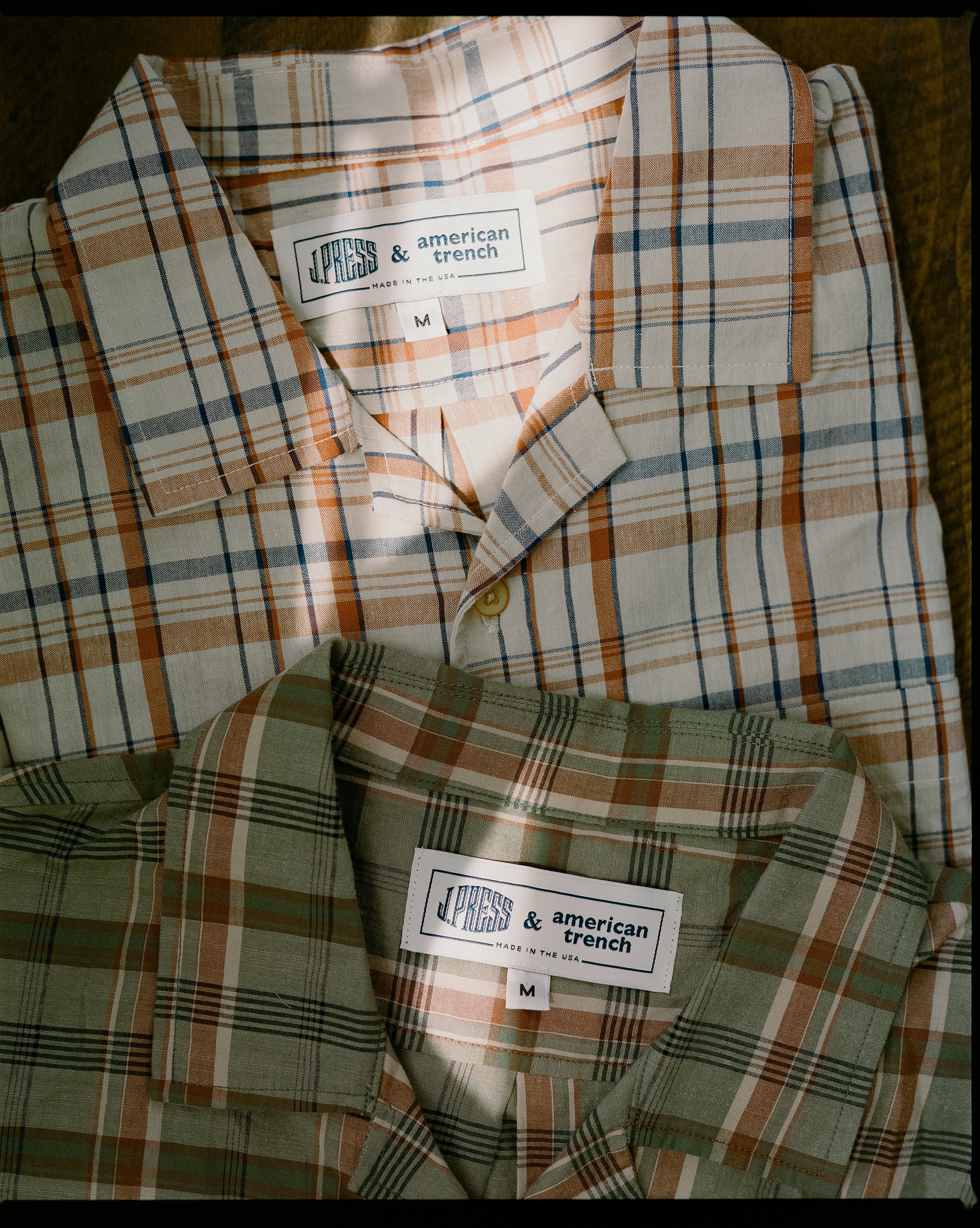 Made-in-USA Olive Madras Camp Shirt