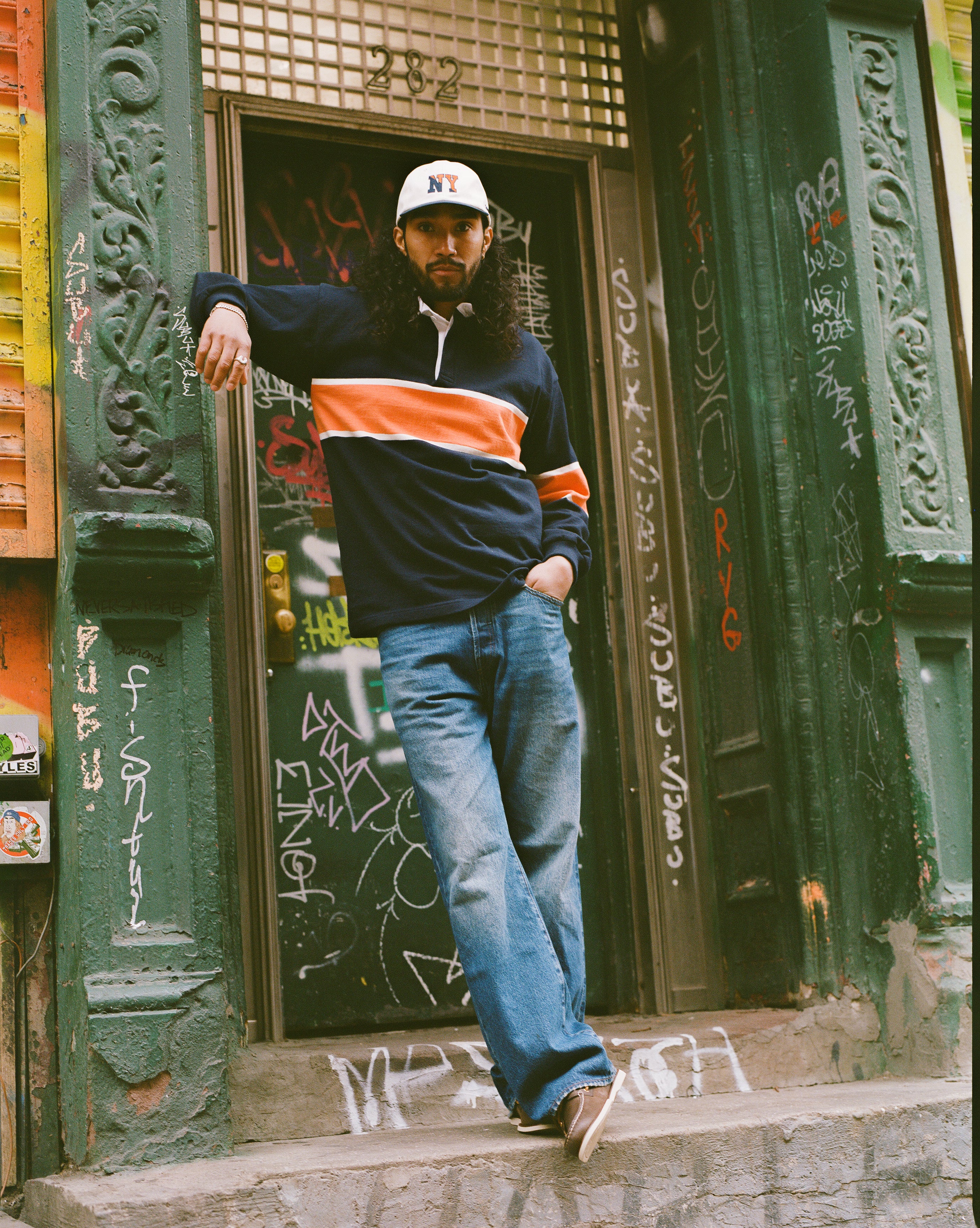 Made-in-USA J. Press x Only NY Navy & Orange Chest Stripe Rugby