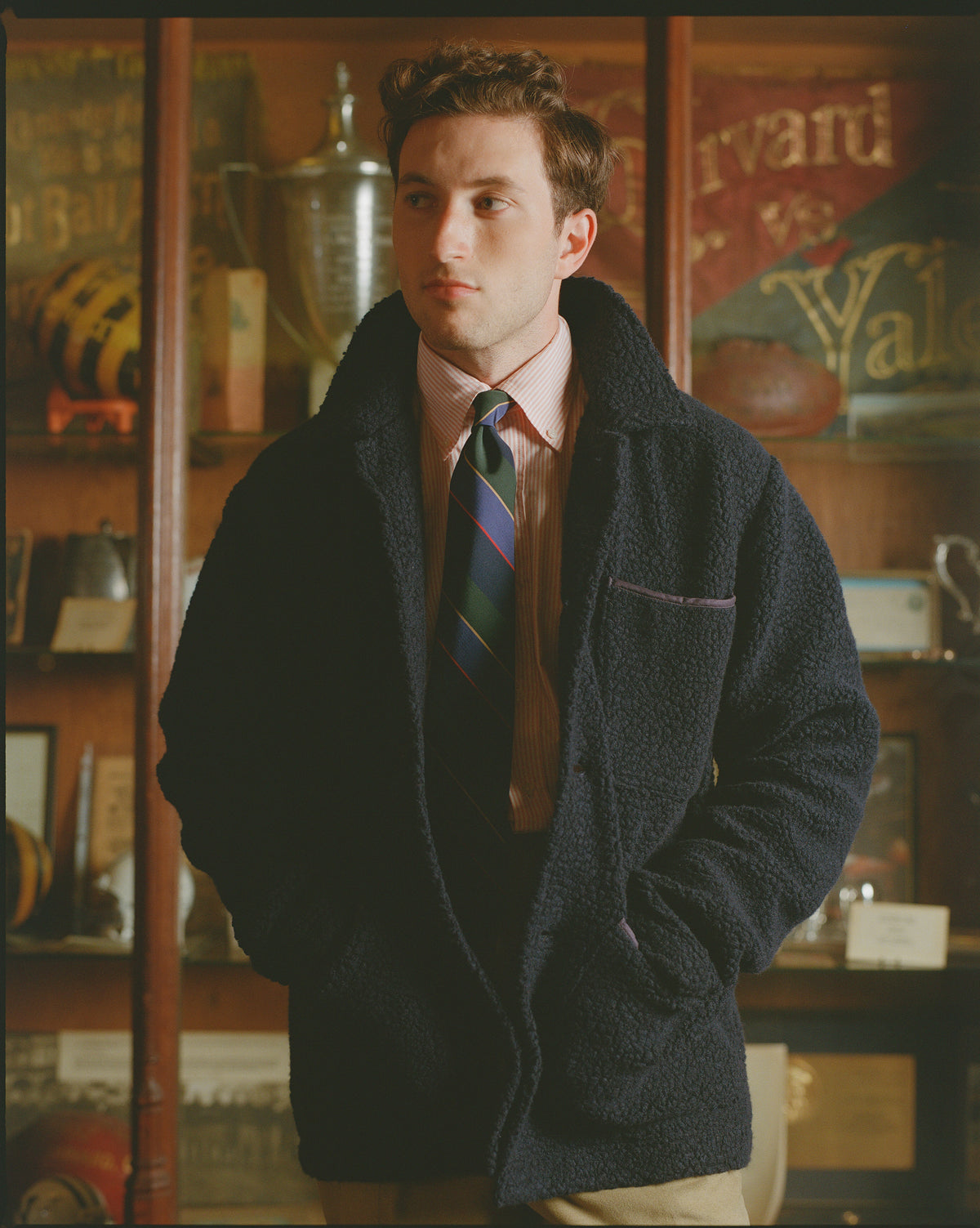 Armor-Lux Navy Sherpa Fleece Chore Jacket