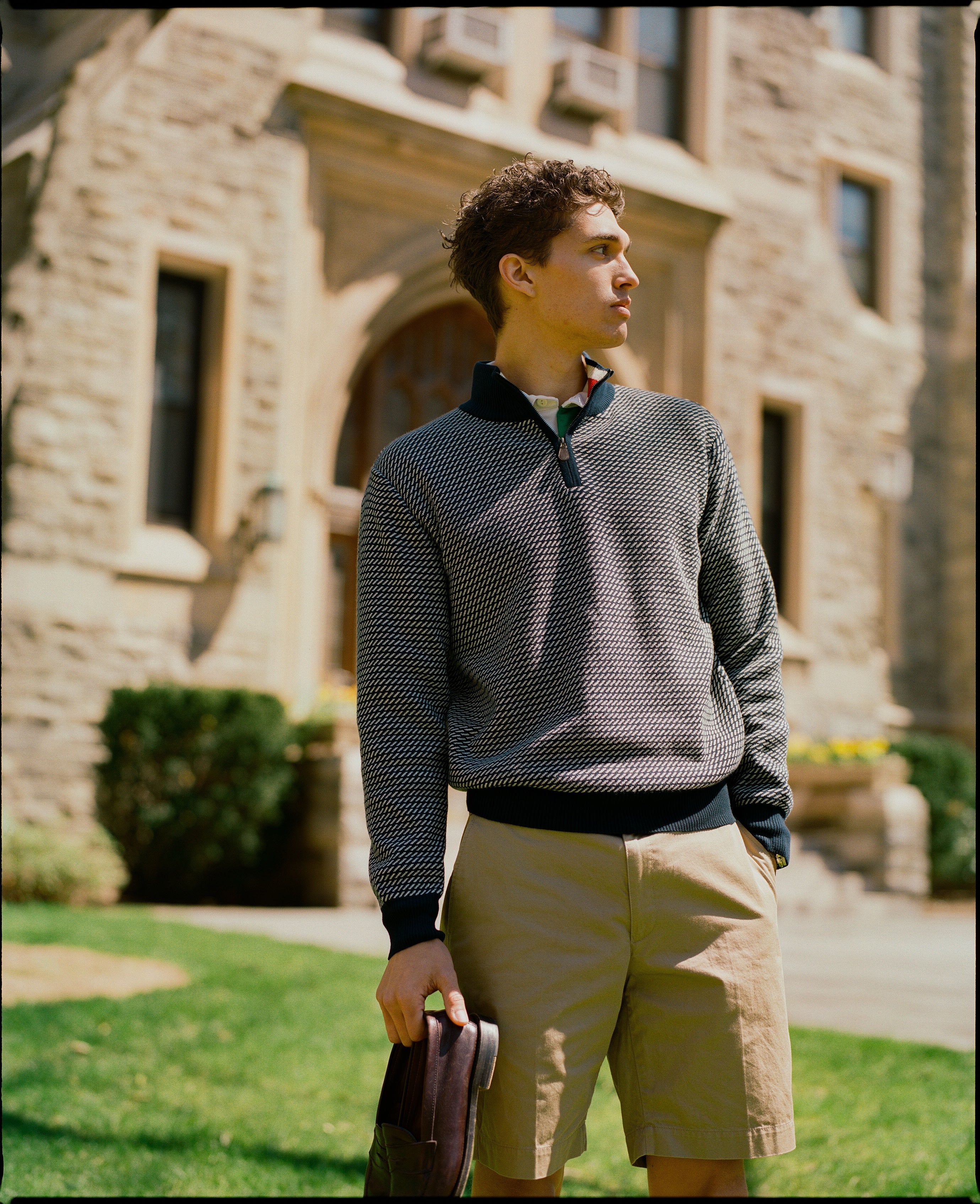 Tic Pattern Quarter Zip Sweater - Classic Fit