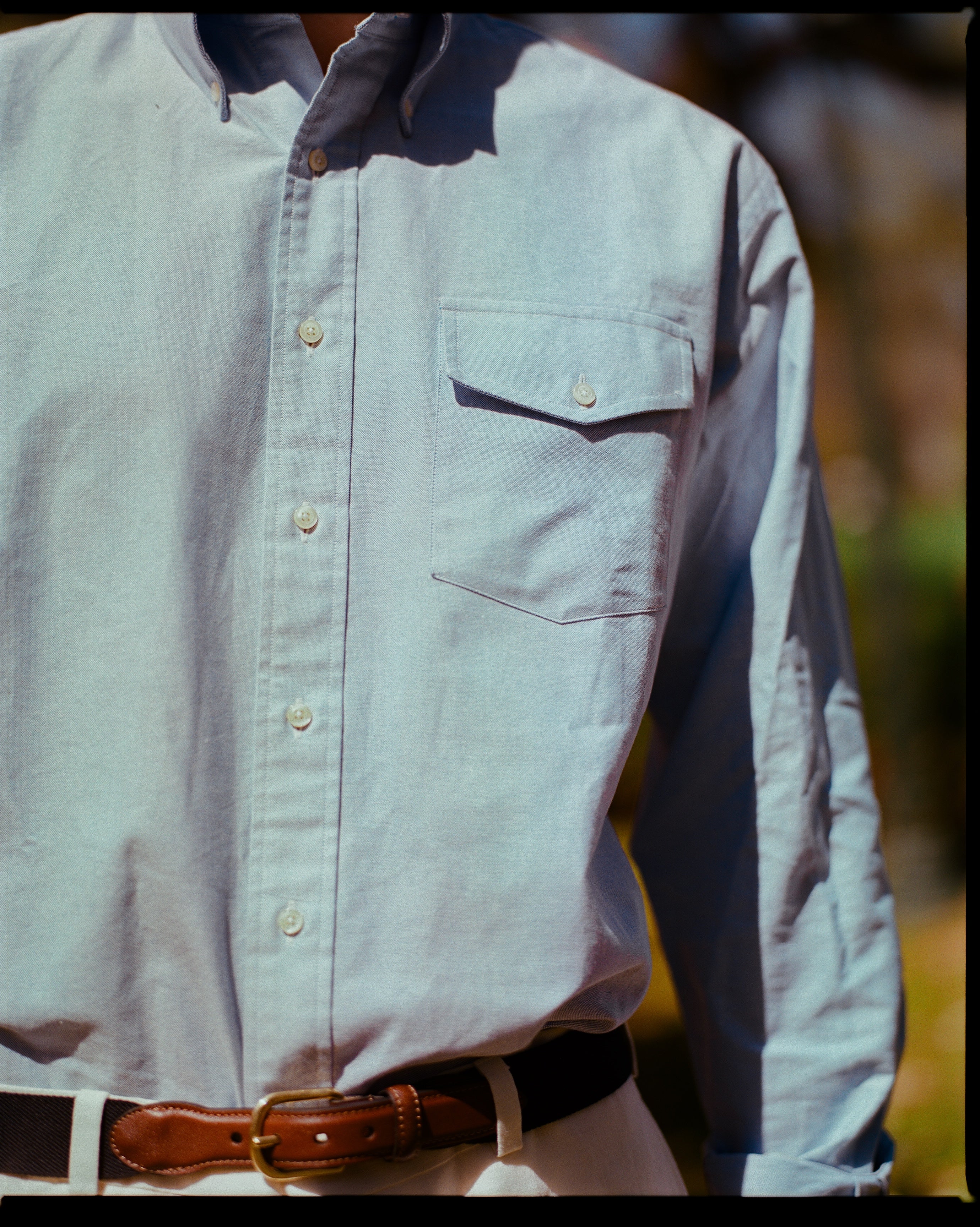 Made-in-USA Flap Pocket Blue Oxford Cloth Button Down Shirt - Classic