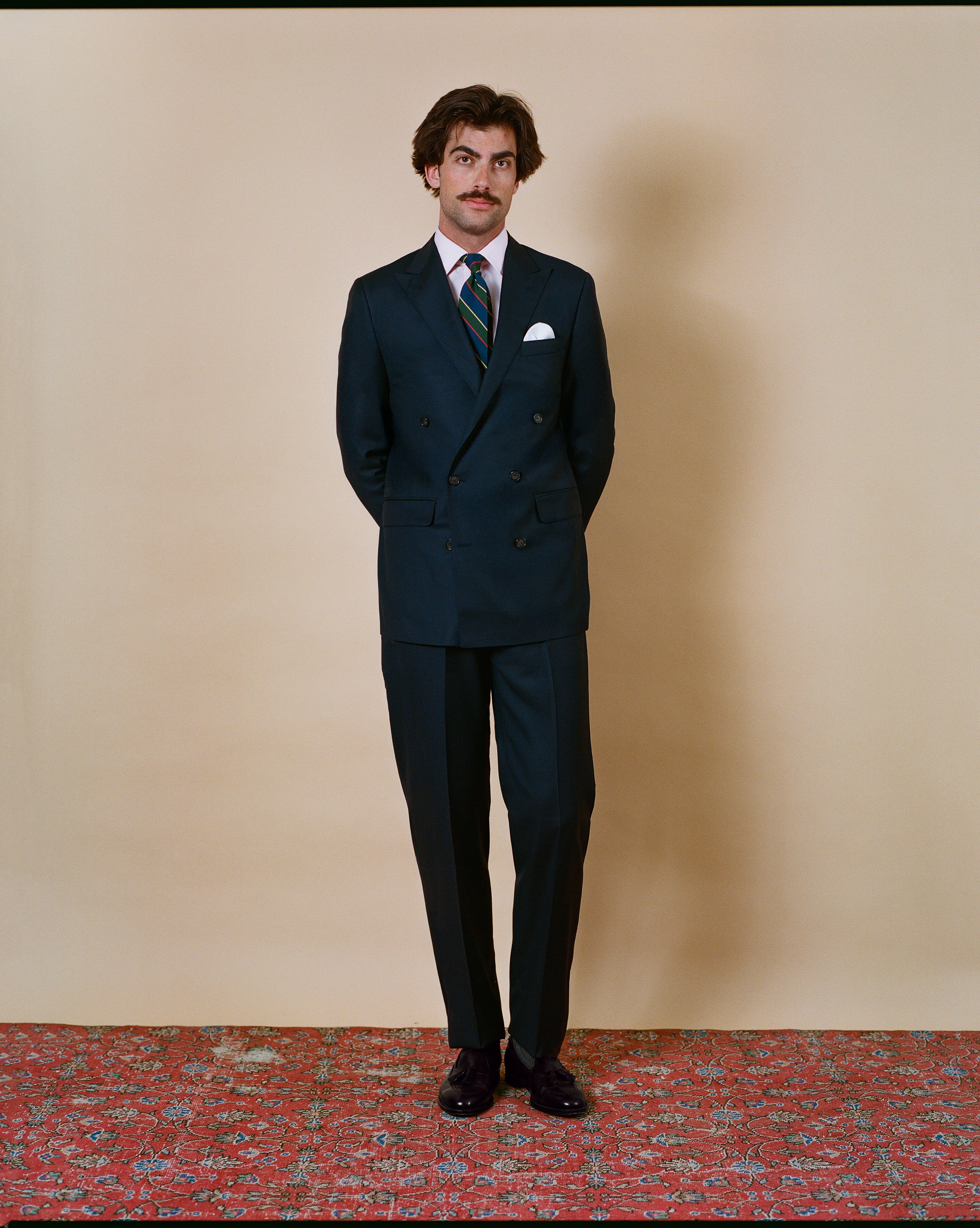 Made-in-USA Navy Double-Breasted Mayfair Model Suit - Custom Make