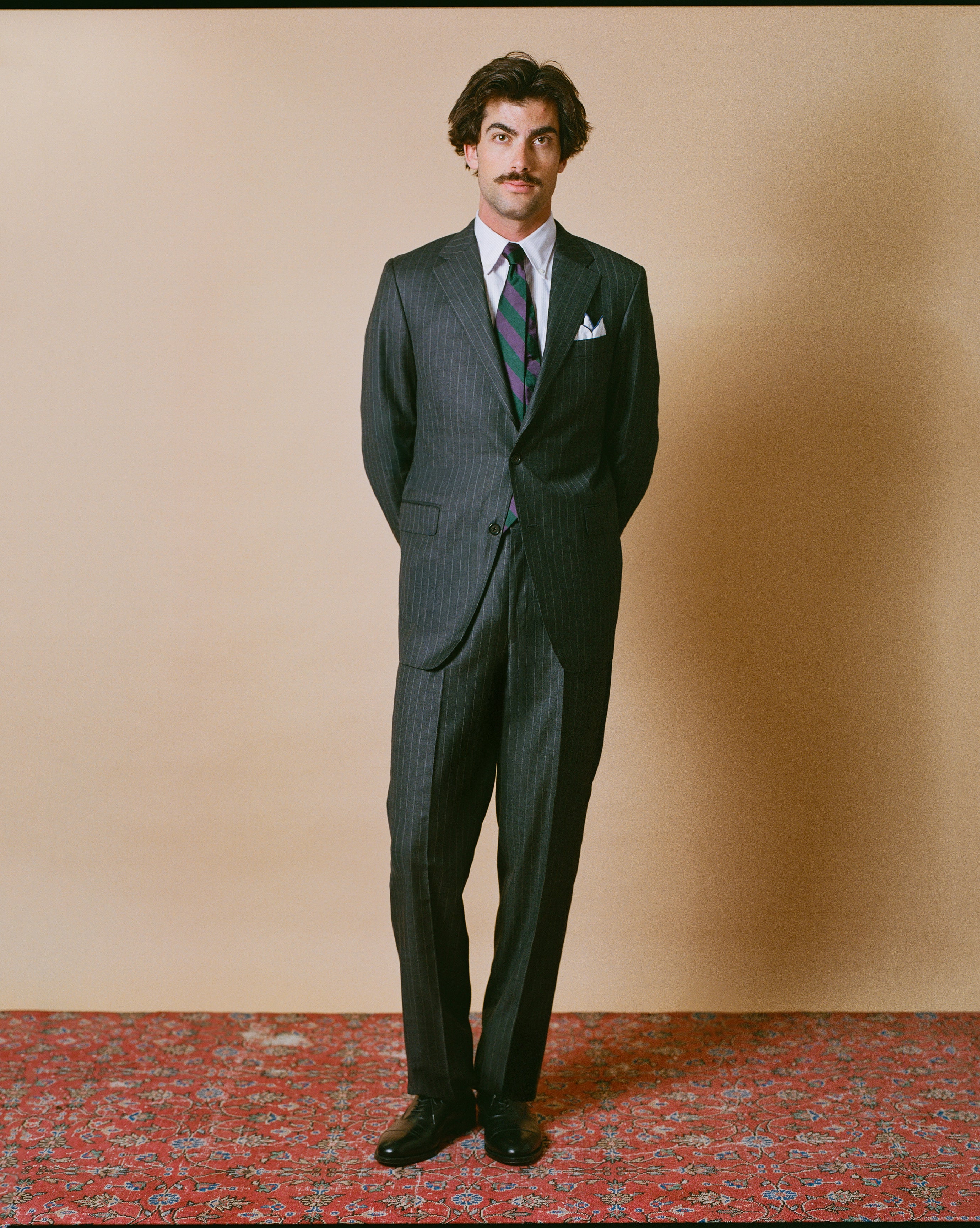 Made-in-USA Charcoal Chalkstripe Two-Button Darted Suit - Custom Make