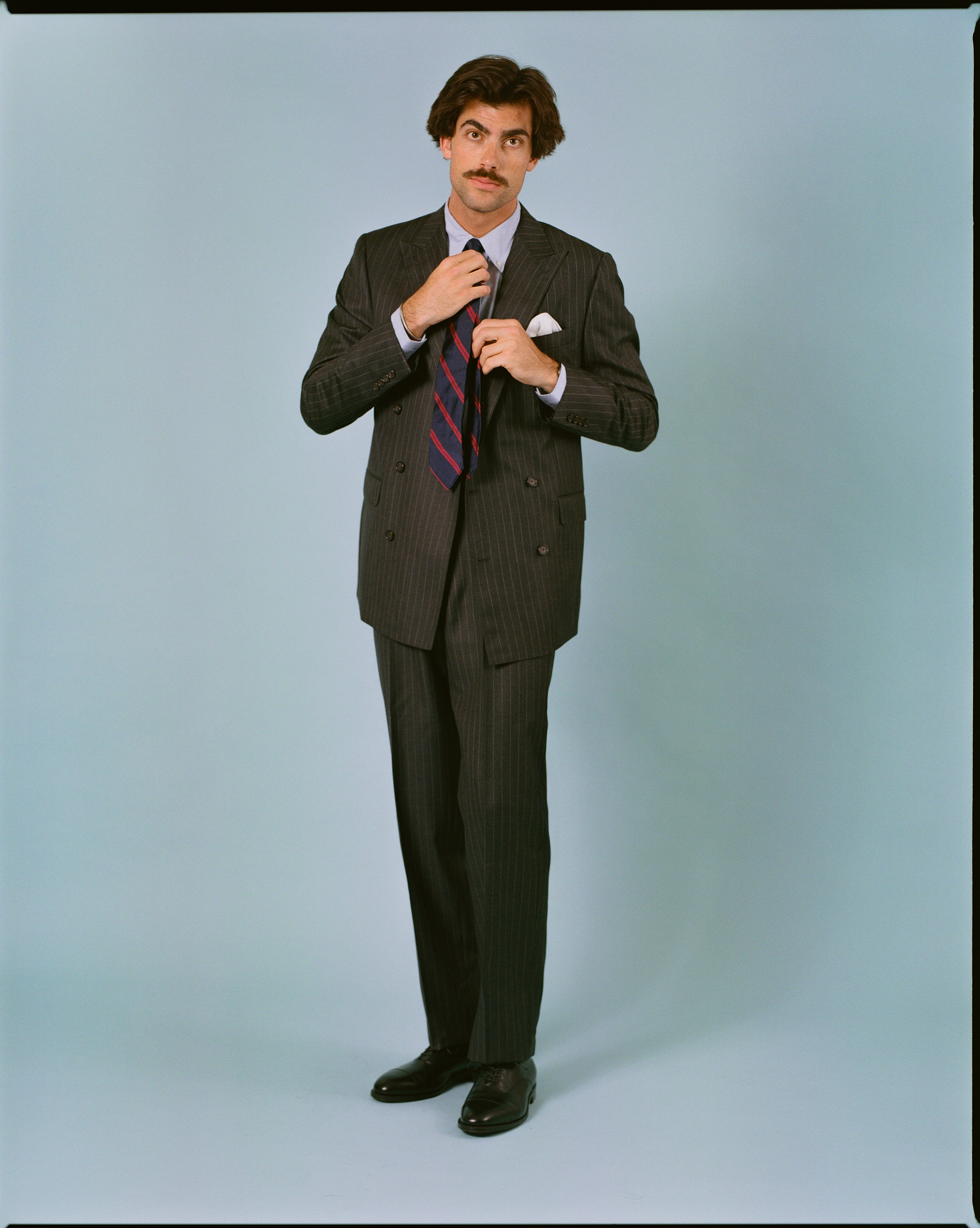 Made-in-USA Charcoal Chalkstripe Double-Breasted Mayfair Model Suit - Custom Make