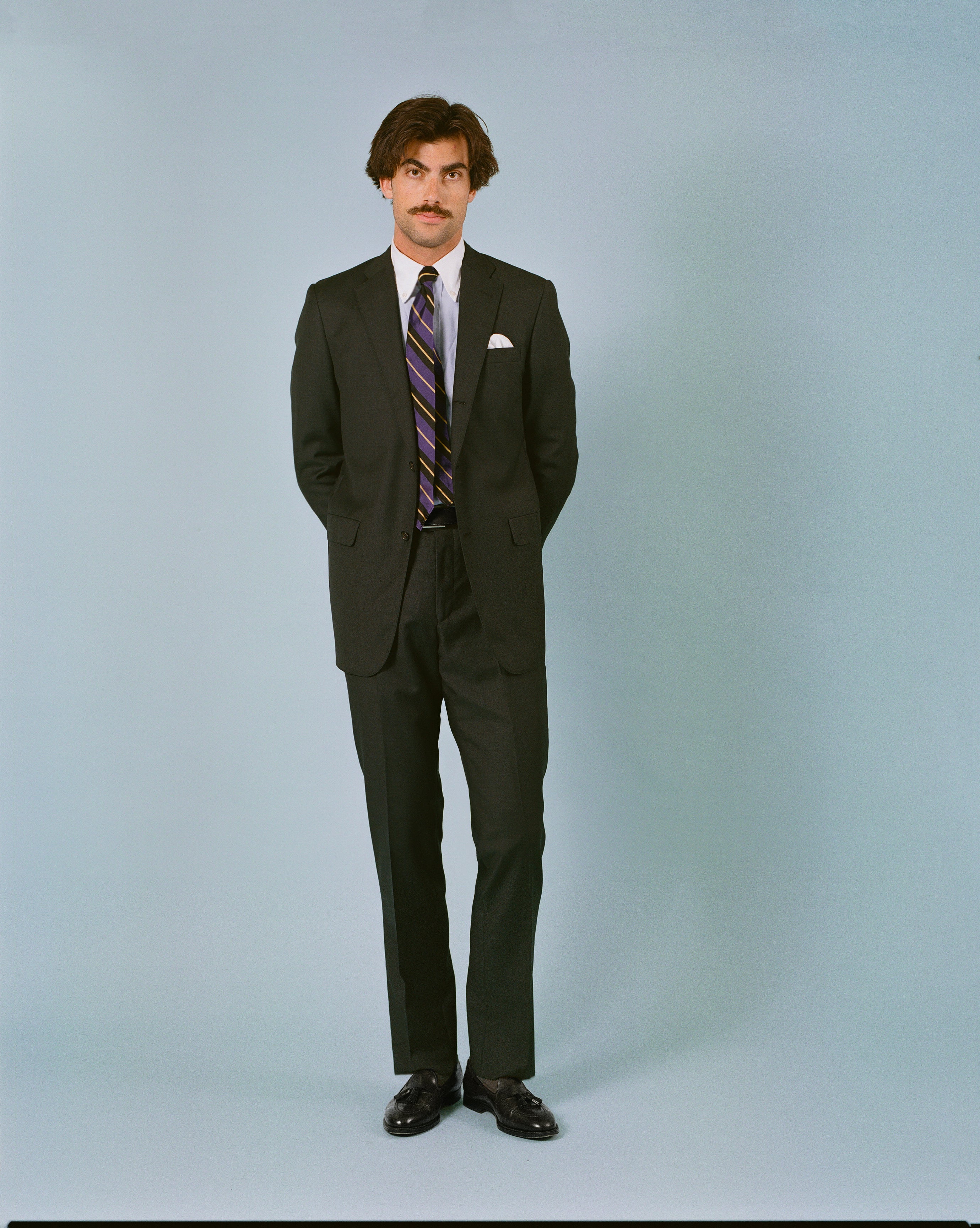 Made-in-USA Charcoal Worsted Wool Ivy Model Suit